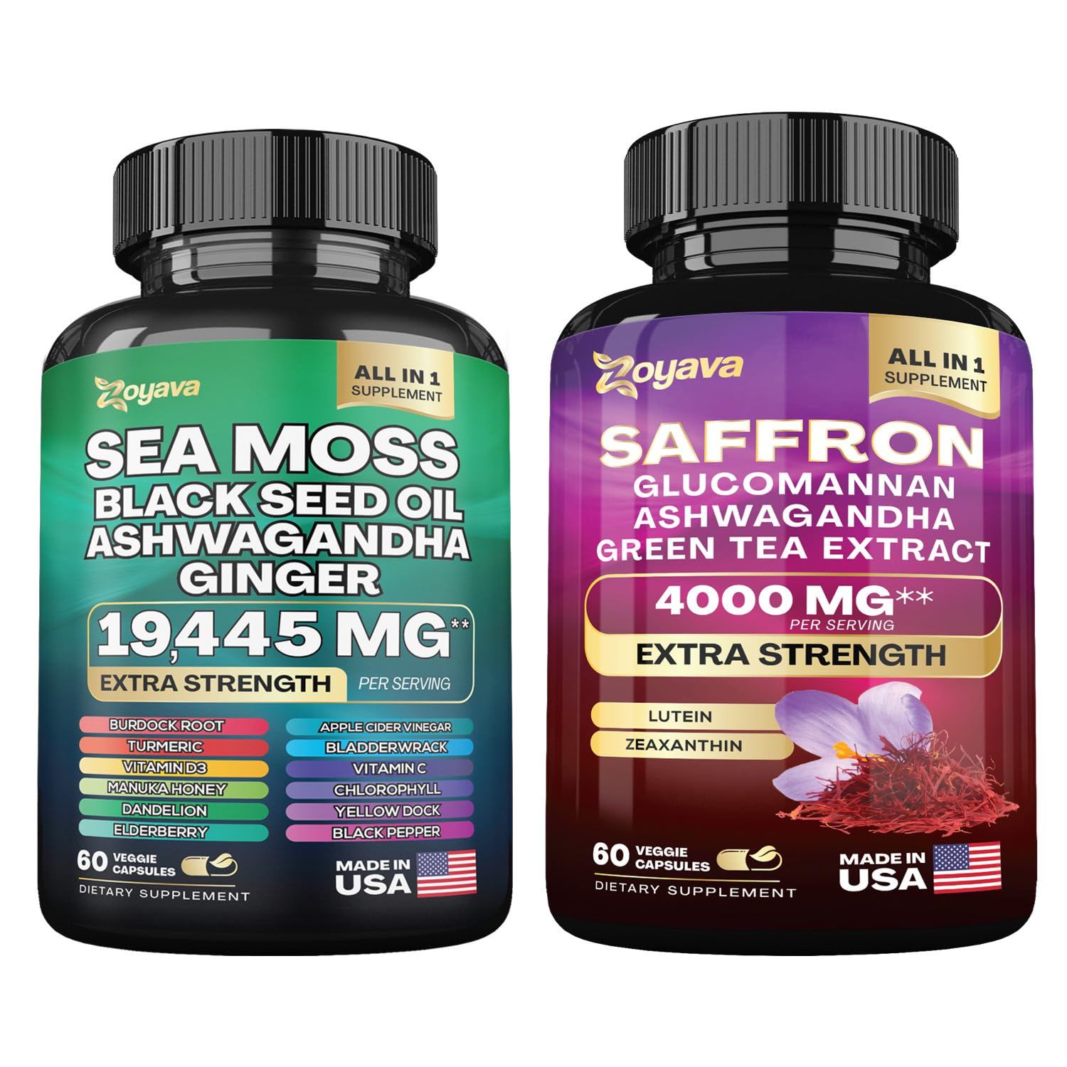 Zoyava Sea Moss 16-in-1 and Saffron 6-in-1 Bundle ZoyavaUS supplements