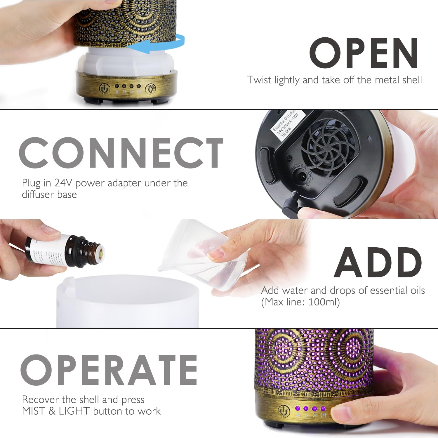 Aromatherapy Diffusers, SALKING 100mL Essential Oil Diffusers, Electric Ultrasonic Humidifier SALKINGAu supplements