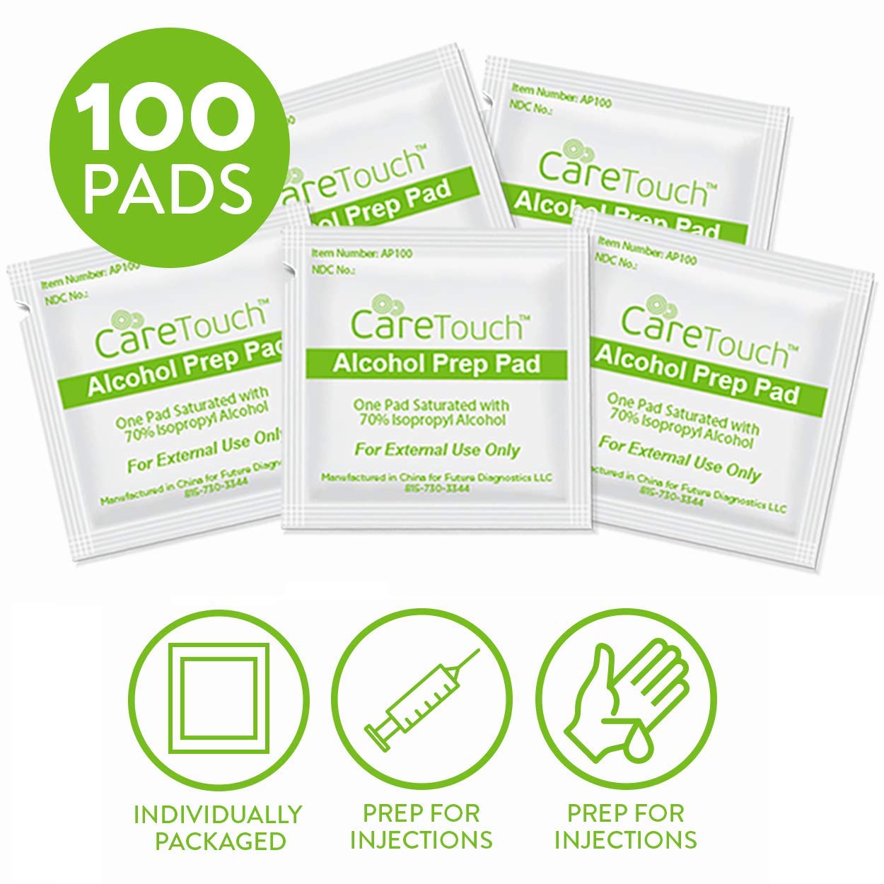 Care Touch Alcohol Wipes - Individually Wrapped Alcohol Prep Pads with 70% Isopropyl Care TouchUS supplements