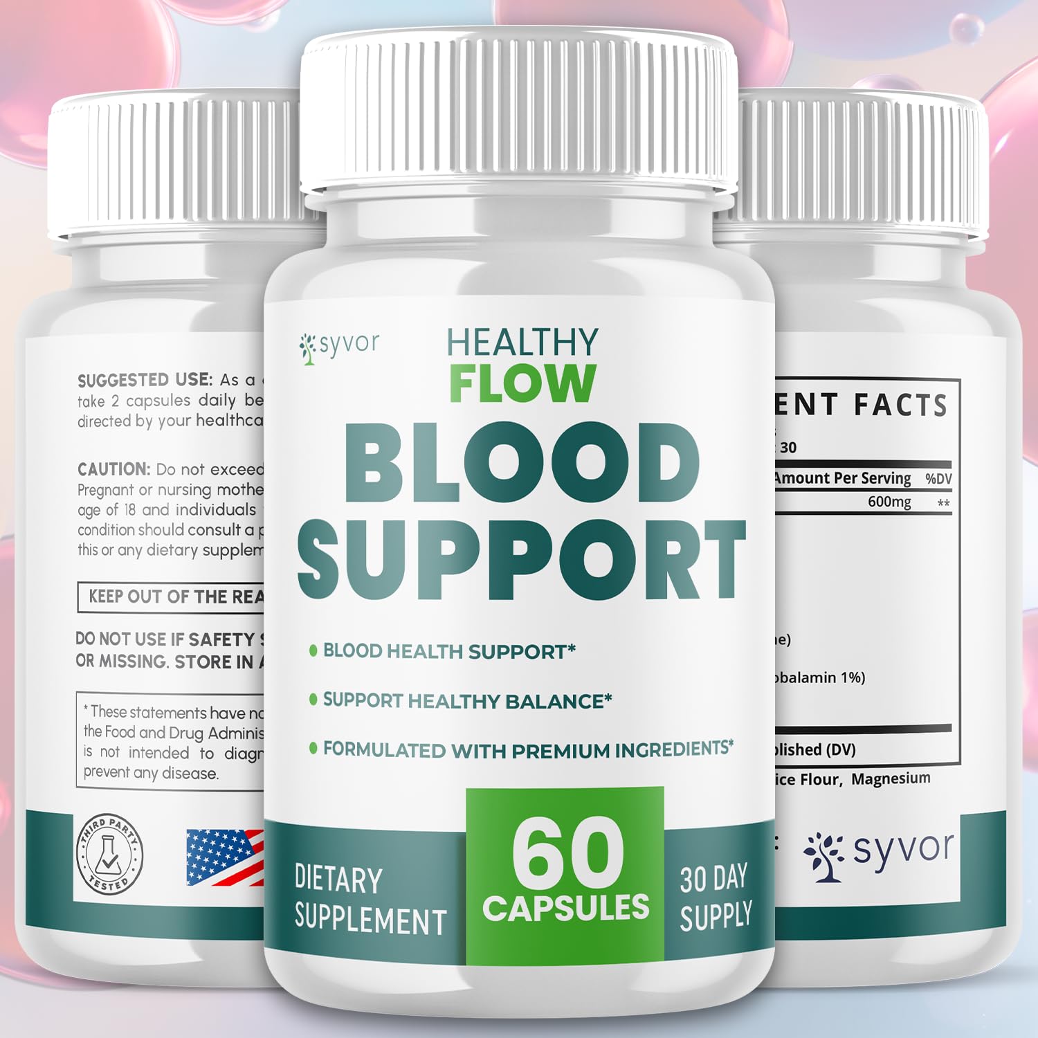 (2 Pack) Healthy Flow Blood Support Capsules, Official Healthy Flow Blood Support Pills with All Natural Ingredients, Advanced Formula Supplement with Premium Vitamins for Men & Women (120 Capsules) SyvorAu supplements