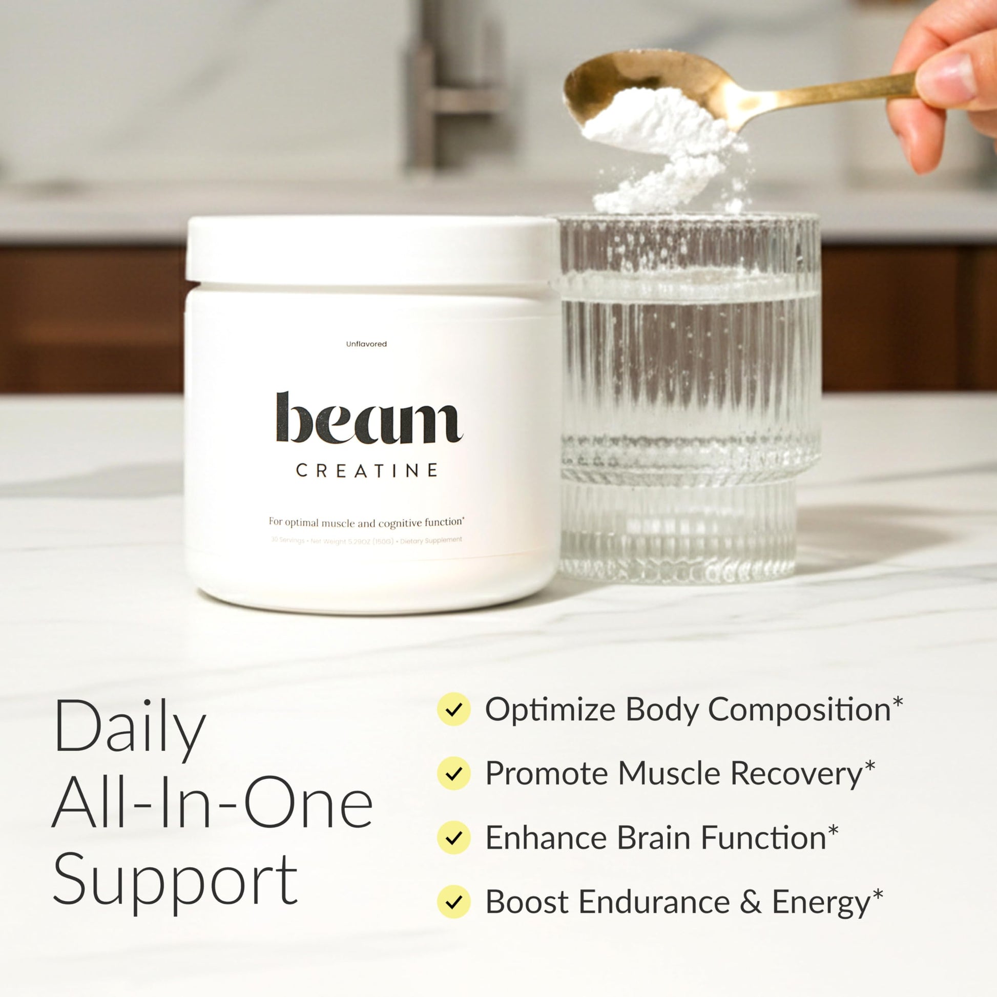 Beam Creatine Monohydrate Powder – 5g Micronized Creatine Monohydrate, Third Party Tested Creatine for Women & Men, Muscle Strength, Growth, Recovery & Cognitive Support, Unflavored, 60 Servings BeamAu supplements