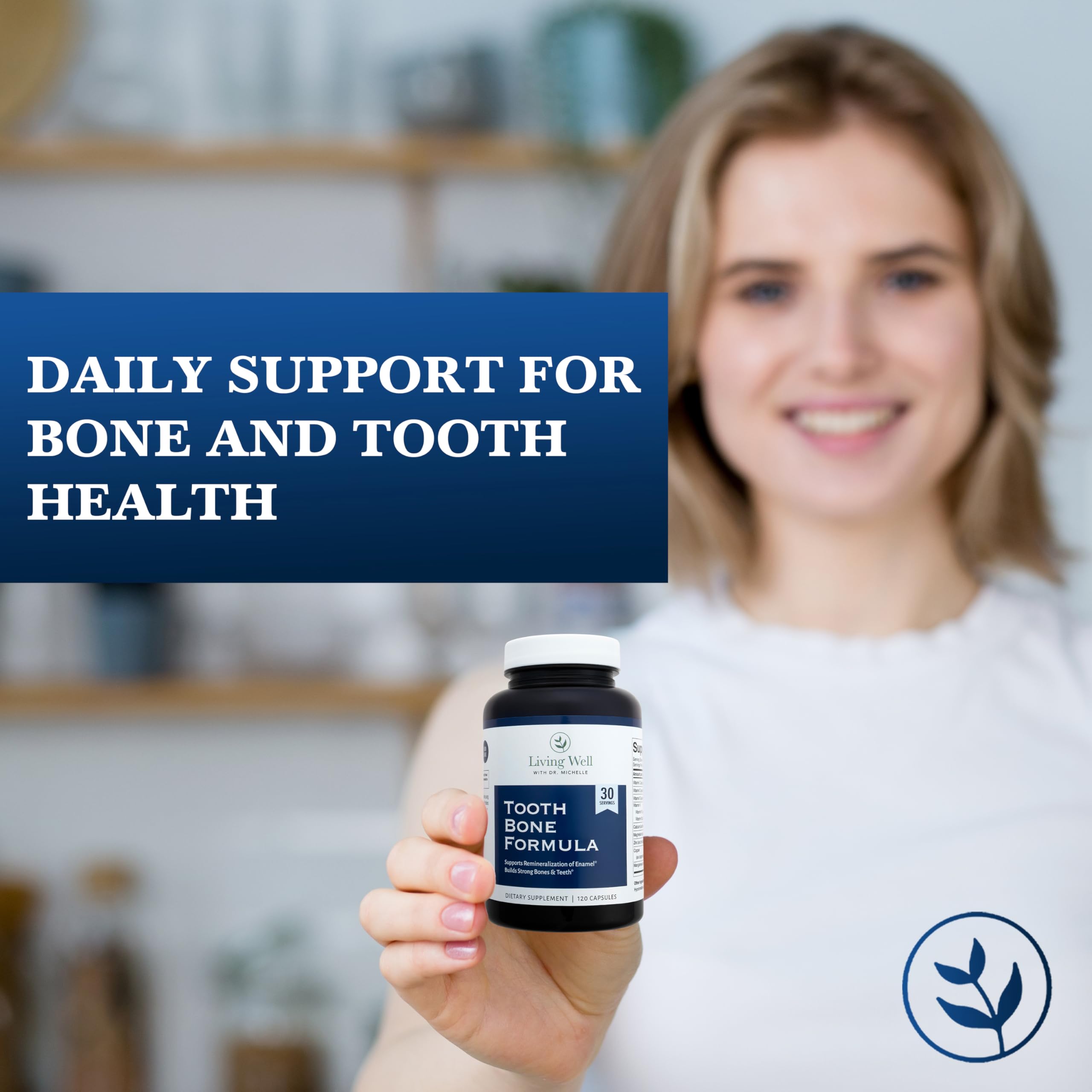 Living Well with Dr. Michelle Tooth & Bone Formula - Supplement with Calcium for Bone Strength & Tooth Enamel Support, D3 + K2, 120 Capsules, Non-GMO, Gluten-Free Living Well with Dr. MichelleAu supplements