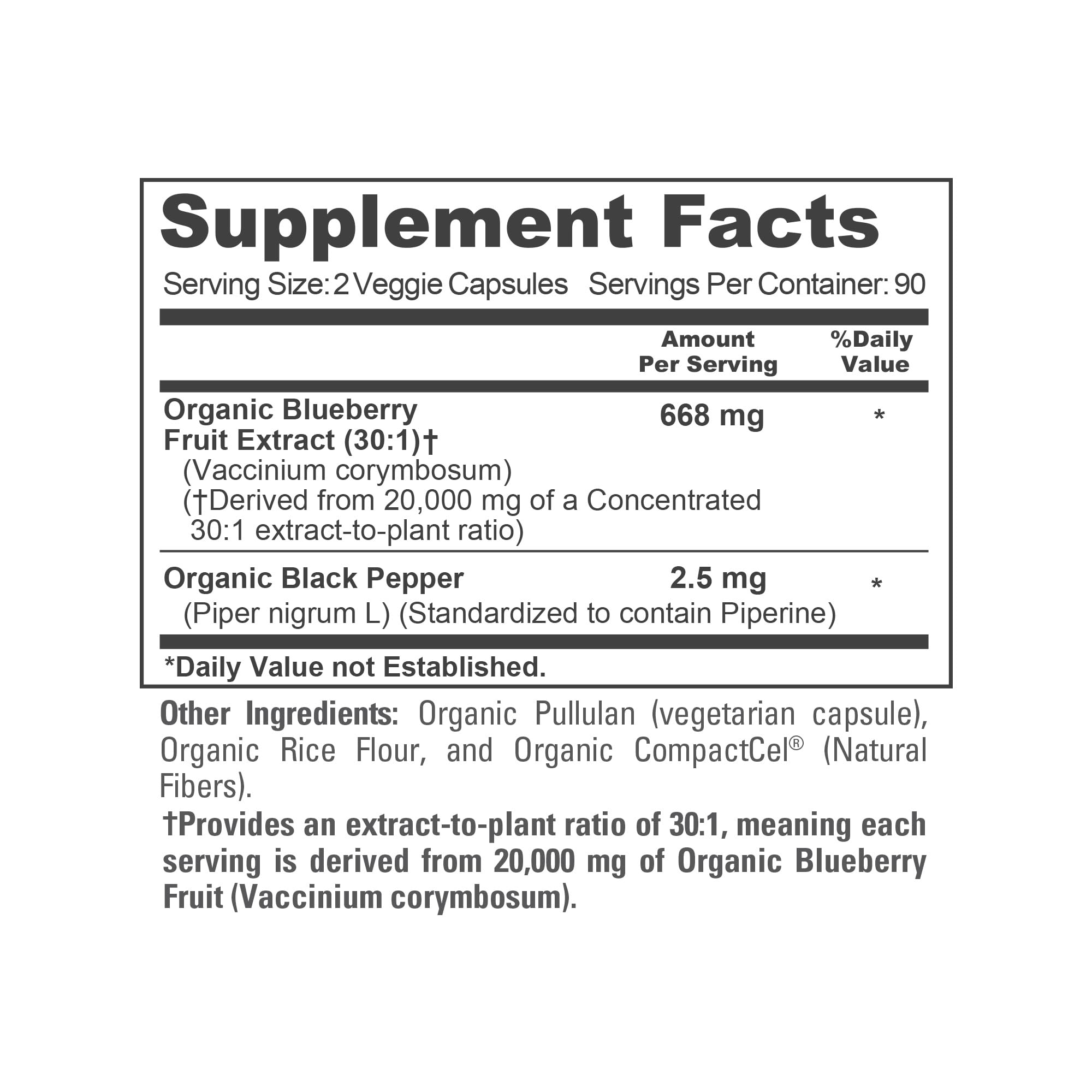 NusaPure Blueberry Concentrate 30:1 Extract, 667 mg Equivalent to 20,000 mg 180 Veg Caps Suitable for Vegetarian, Vegan, Non-GMO NusaPureAu supplements