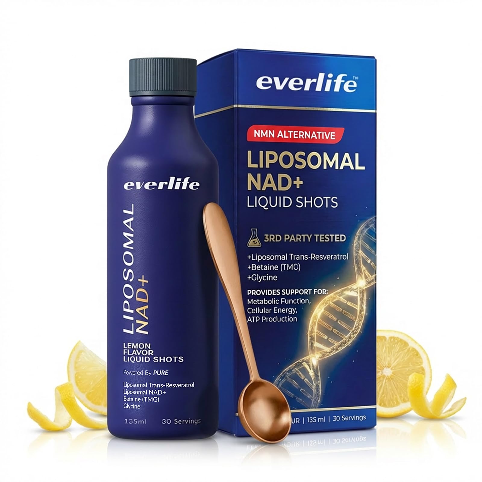 Everlife Liposomal NAD+ Liquid Supplement – 150mg Shot with Liposomal Trans-Resveratrol, TMG & Glycine – Boosts Energy, Cellular Repair, Healthy Aging & Longevity – NMNH Alternative – 30 Servings EverlifeAu supplements