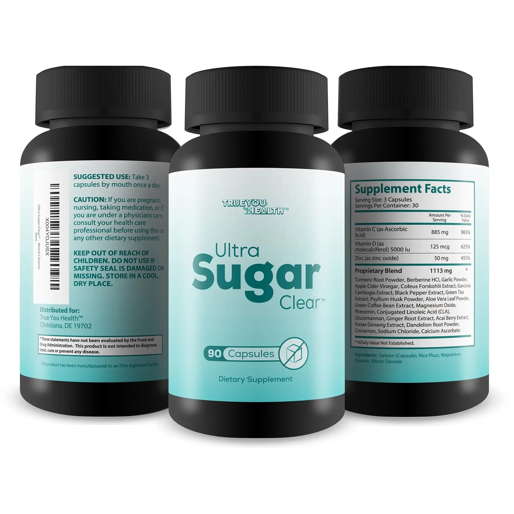 Ultra Sugar Clear - Our Best Blood Cleanse Detox Supplement - Bloodflow Support Supplement - Healthy Circulation Support Supplement - Sugar Balance Supplement - Sugar Health Blood Cleansing Formula True You Healthnz supplements