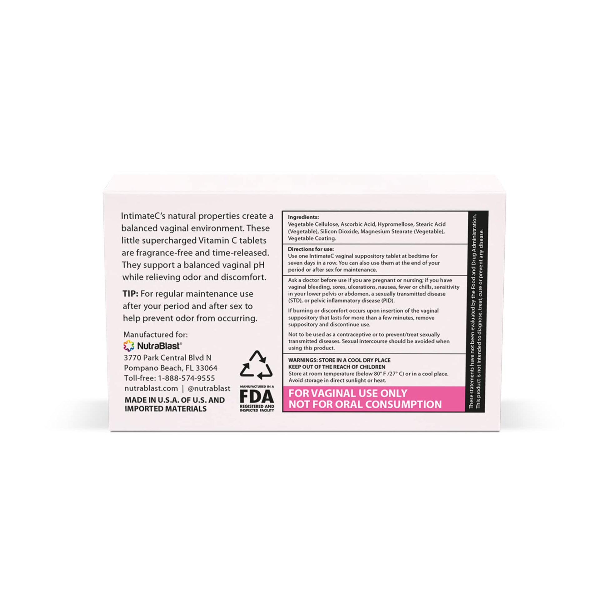 NutraBlast IntimateC Vaginal Odor Suppositories | 250mg Ascorbic Acid | Supports Odor Control NutraBlastAu supplements