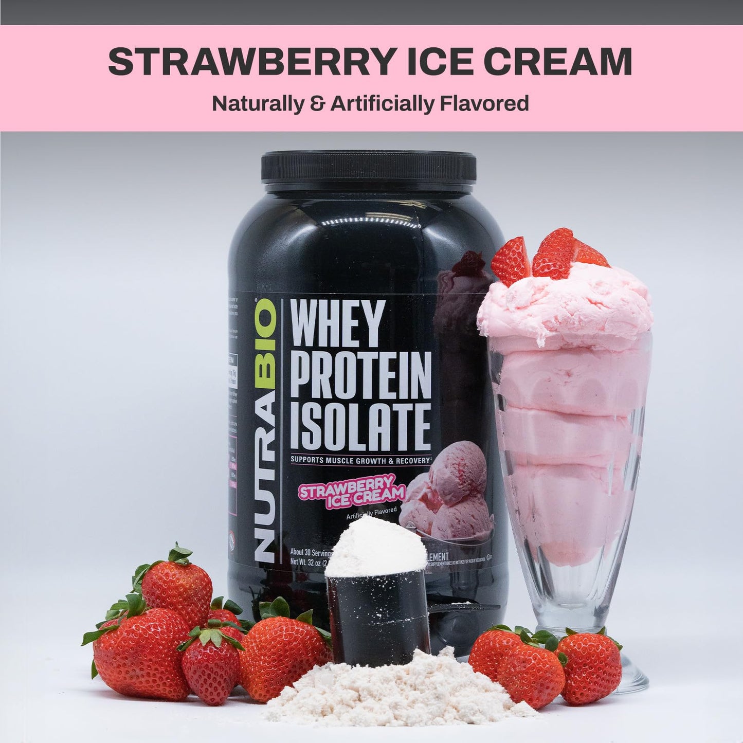 NutraBio Whey Protein Isolate Supplement – 25g of Protein Per Scoop with Complete NutraBioUS supplements