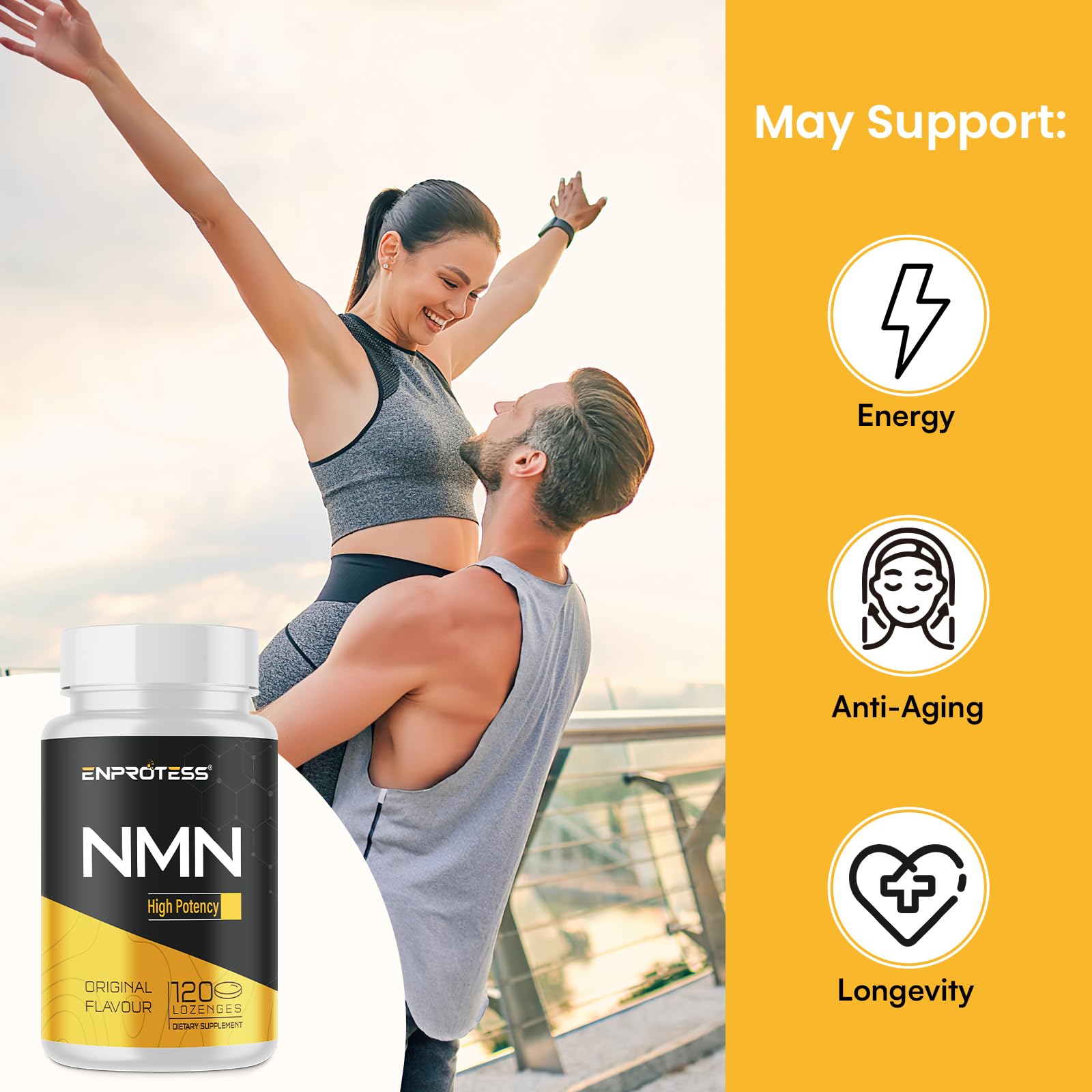 Sublingual NMN 500mg, Max Absorbency & Fast-Acting NMN Supplement（120-Day Supply）, 99% Pure NMN (Nicotinamide Mononucleotide) for NAD, Cell, Immune, Energy, Muscle, Anti-Aging, Longevity, 120 Lozenges EnprotessAu supplements