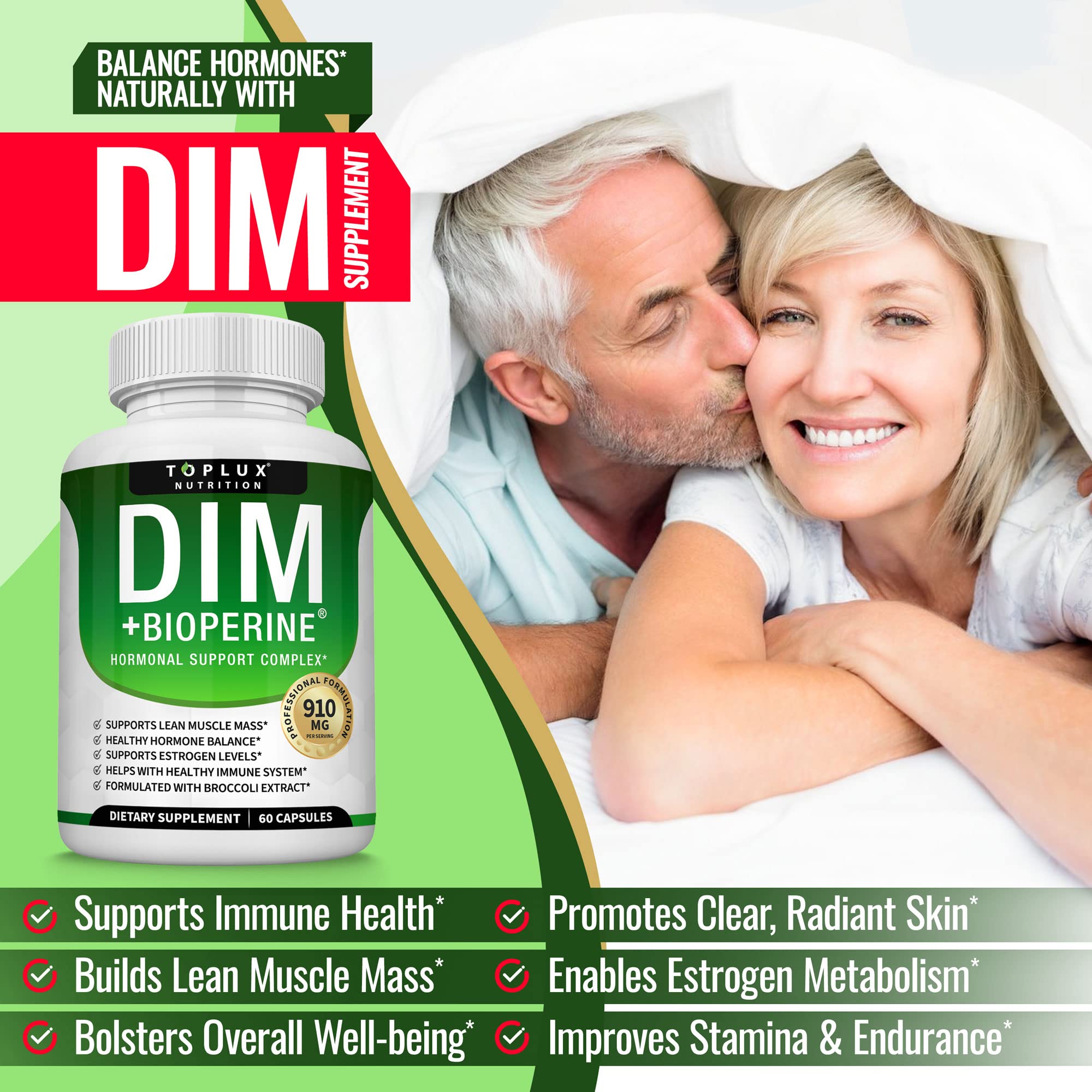 Dim Supplement 910 mg Plus BioPerine Complex - Diindolylmethane to Support Hormone Balance TopluxAu supplements
