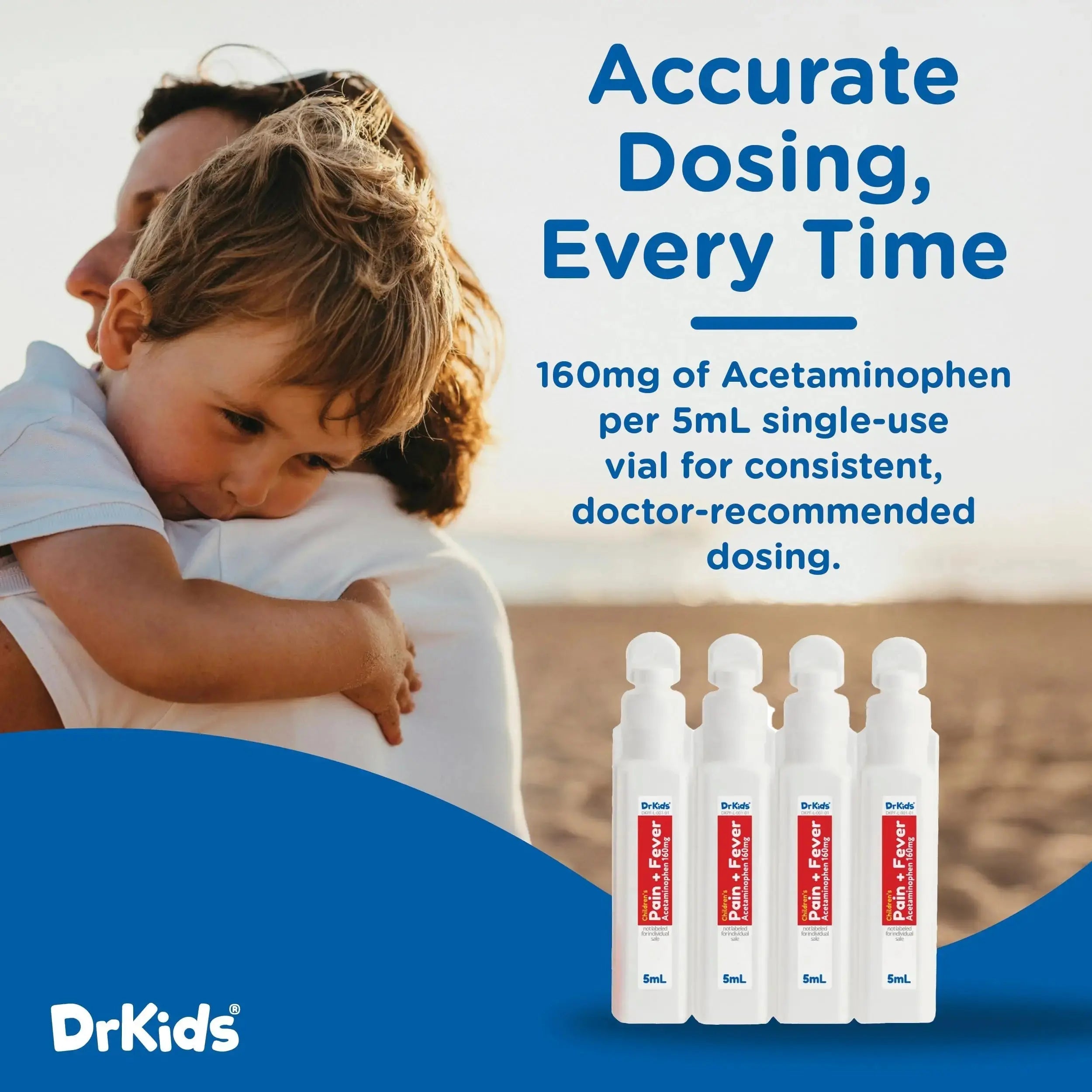 Dr. Kids Children’s Pain and Fever Medicine - Acetaminophen for Kids Ages 2-11, Pre-Measured Single-Use Vials for Headache, Sore Throat, Cold and Flu, Cherry Flavor, 30 Count Dr. KidsAu supplements