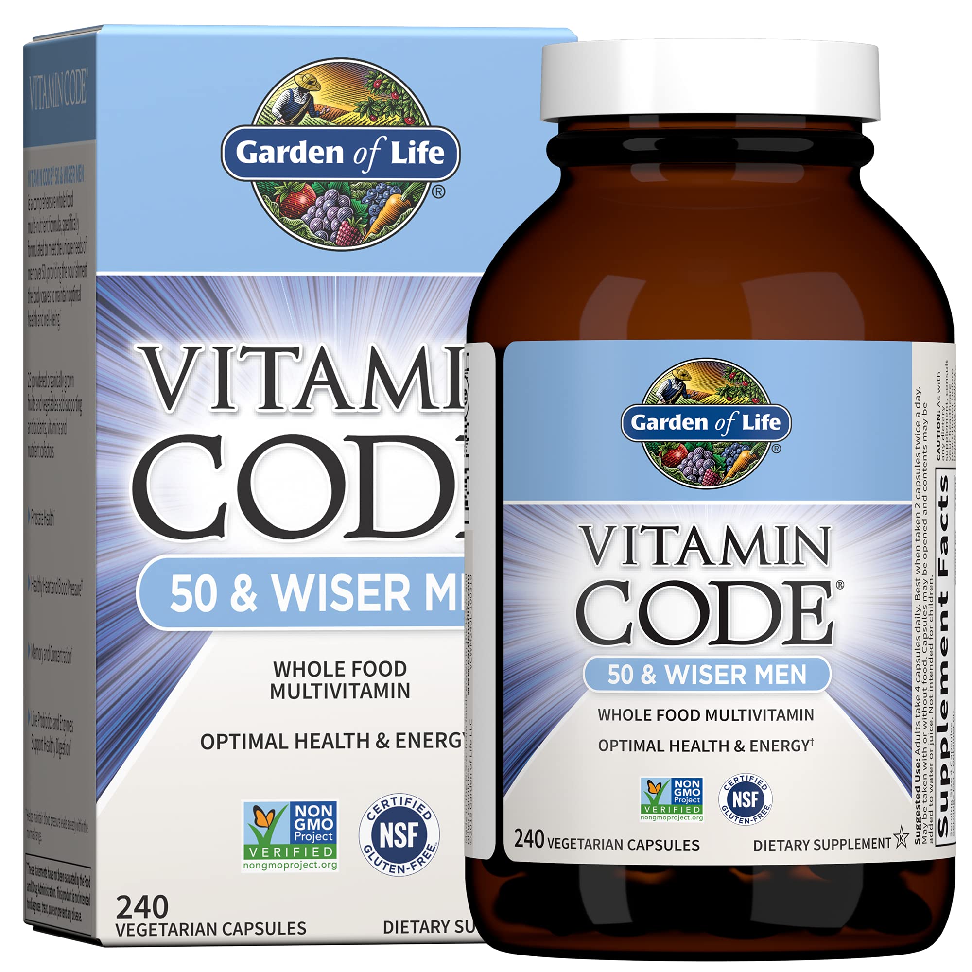 Garden of Life Multivitamin for Men - Vitamin Code 50 & Wiser Men's Raw Whole Food Vitamin Supplement with Probiotics Garden of LifeAu supplements