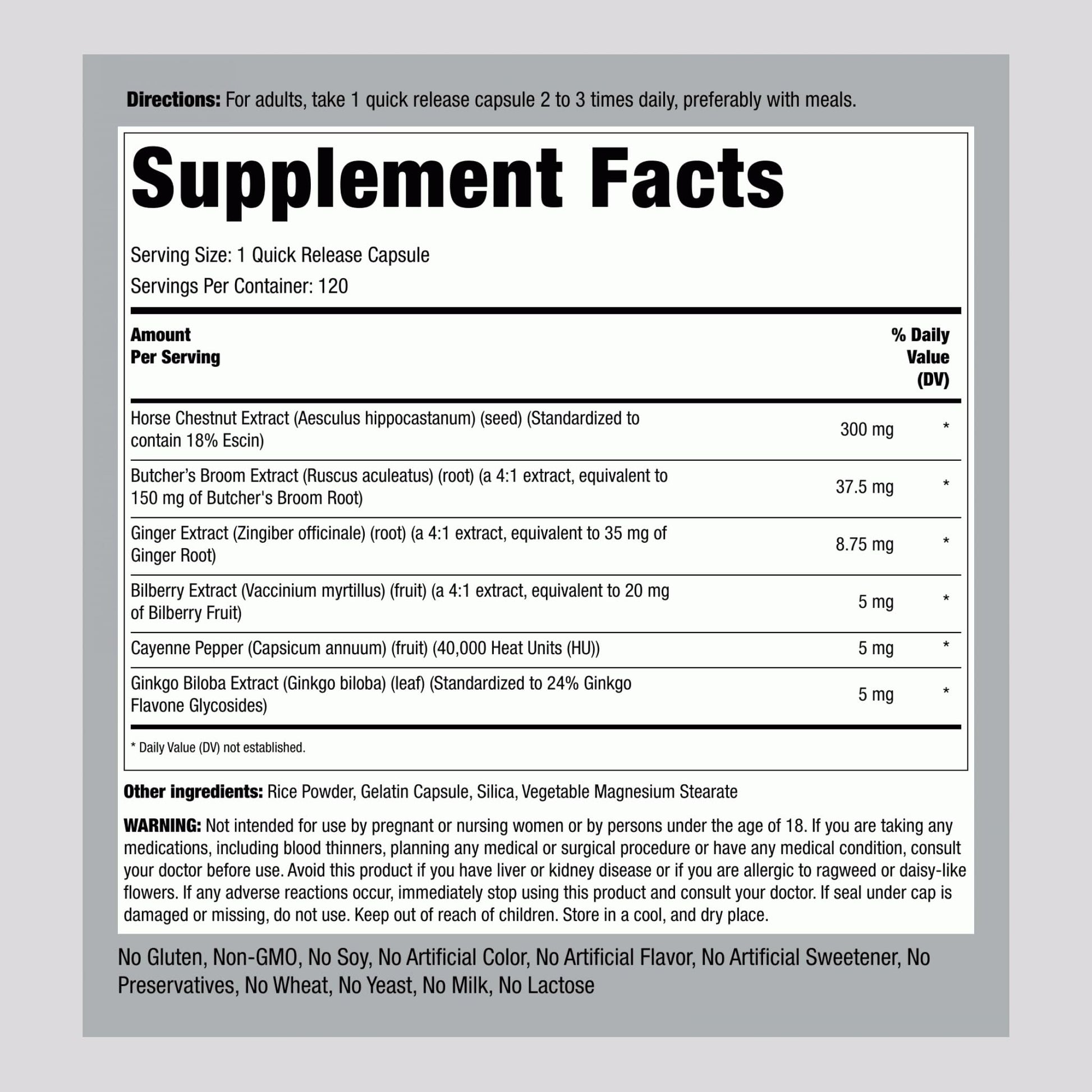 Piping Rock Circulation Supplement | 120 Capsules | Double Strength Complex | Non-GMO, Gluten Free Piping RockAu supplements