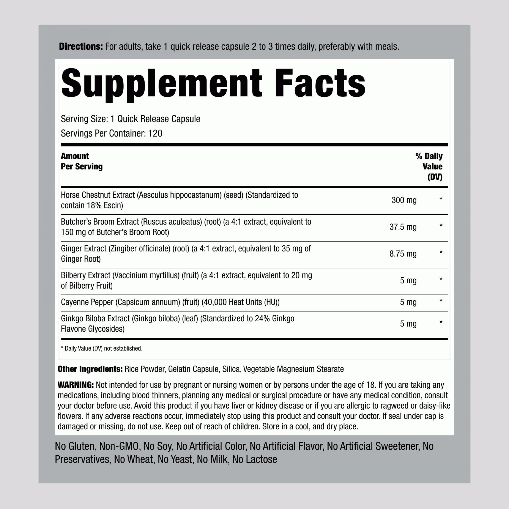 Piping Rock Circulation Supplement | 120 Capsules | Double Strength Complex | Non-GMO, Gluten Free Piping RockAu supplements