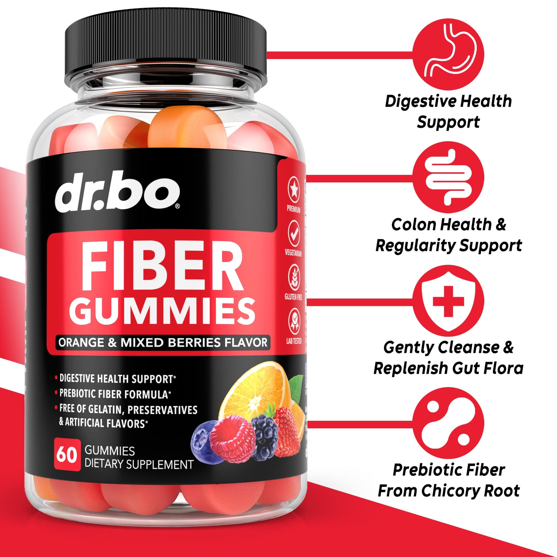 Fiber Gummies for Adults & Kids - Tasty Gummy Prebiotic Fiber Supplement for Max Digest DR. BOUS supplements