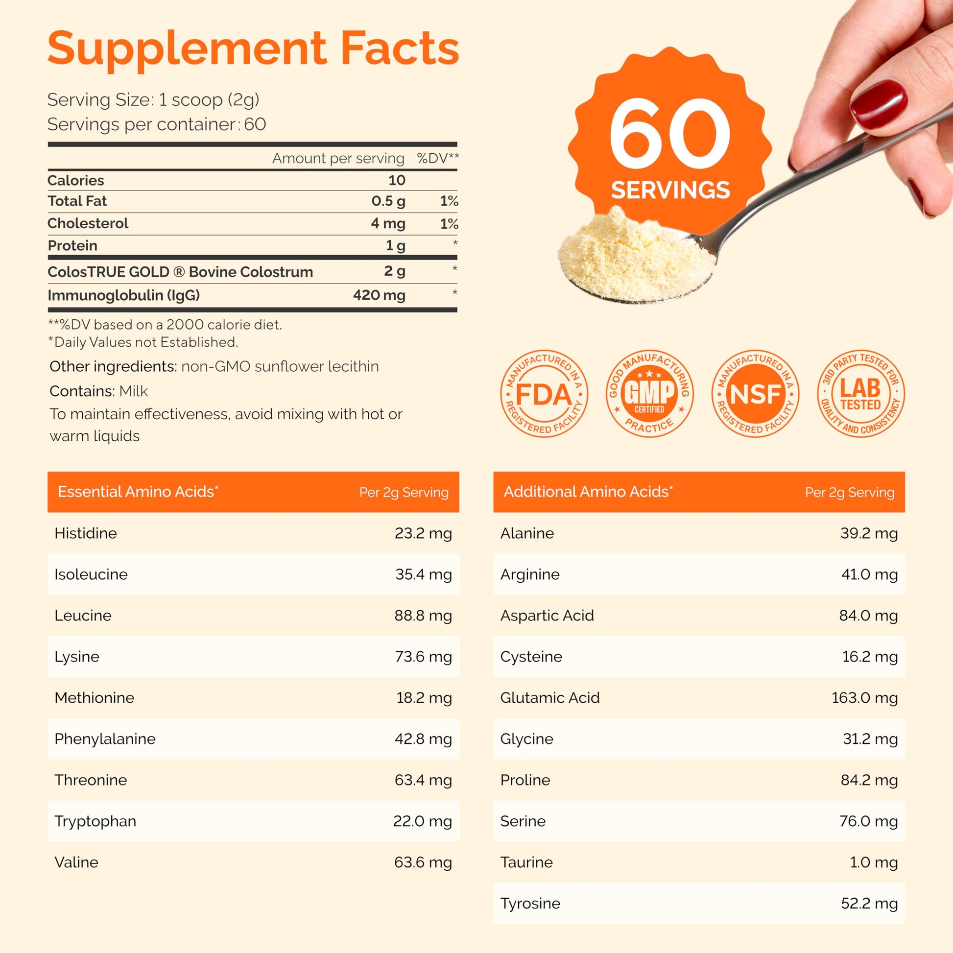 Folqs Bovine Colostrum Powder – First-Day Milking for Immune & Gut Support – 60 Servings – Supports Skin & Tissue Health – Made in USA - Amino Acids, Vitamins, Minerals – Kosher - Sustainably Sourced FolqsAu supplements