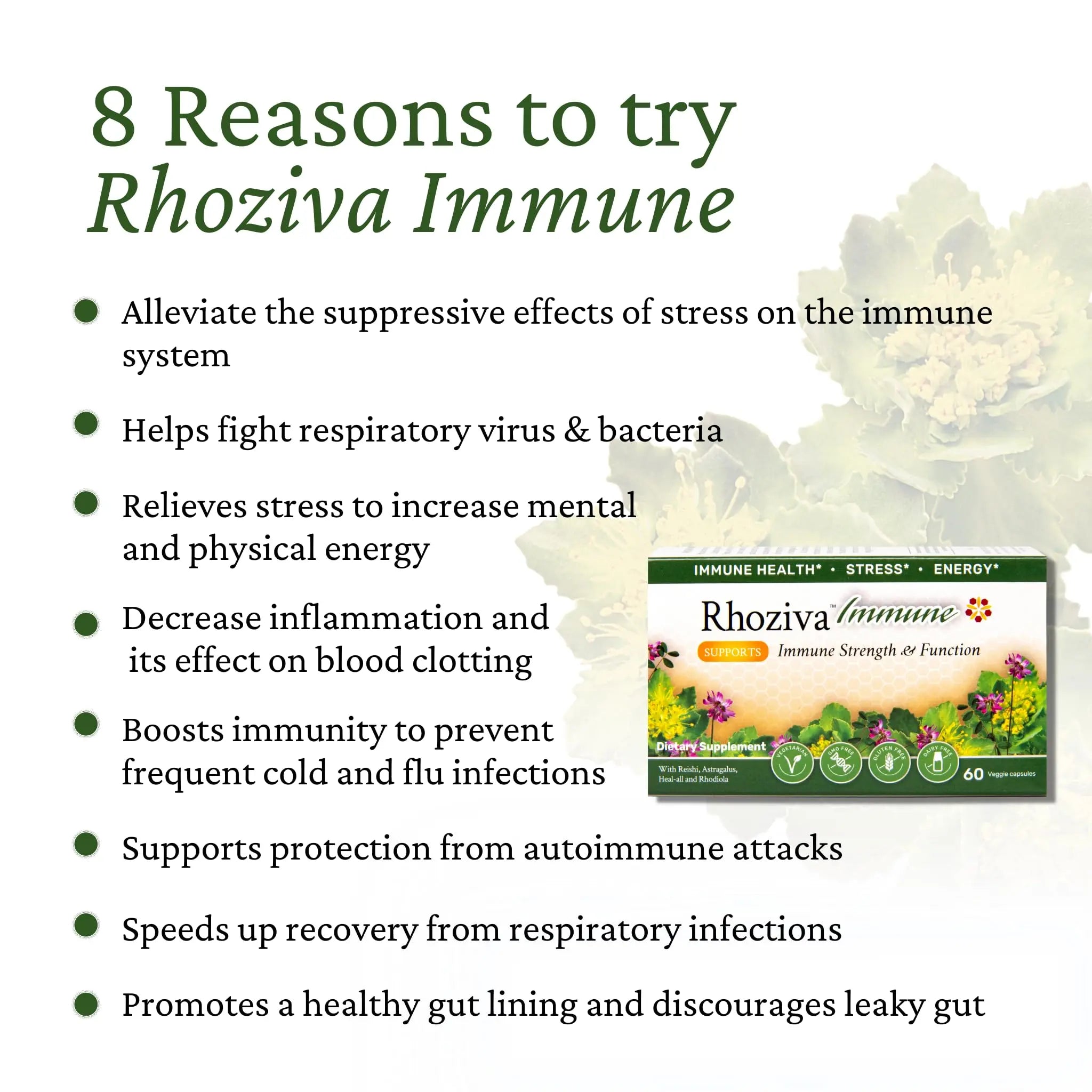 Immune Support, Energy Booster with Vitamin C, D3 and Zinc Supplement, Rhodiola Rosea, Reishi Mushroom Extract, Astragalus, Overall Wellness and Daily Habit - 60 Capsules RhozivaAu supplements