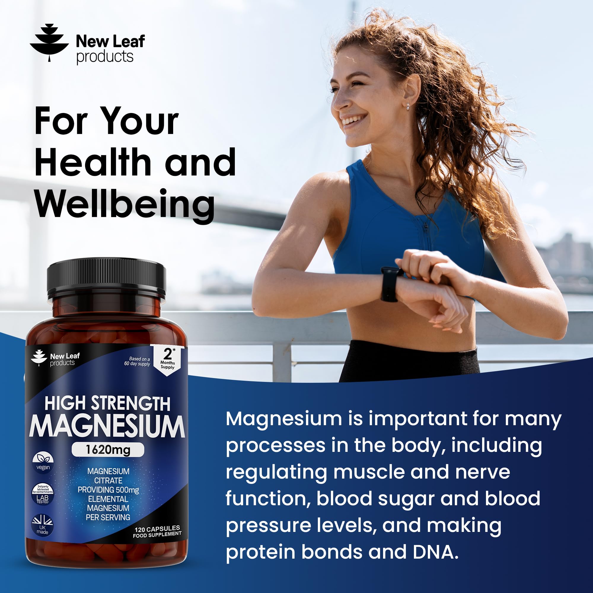Magnesium Supplements 1620mg - Super Strength - Magnesium Citrate Capsules NEW LEAF PRODUCTSUS supplements