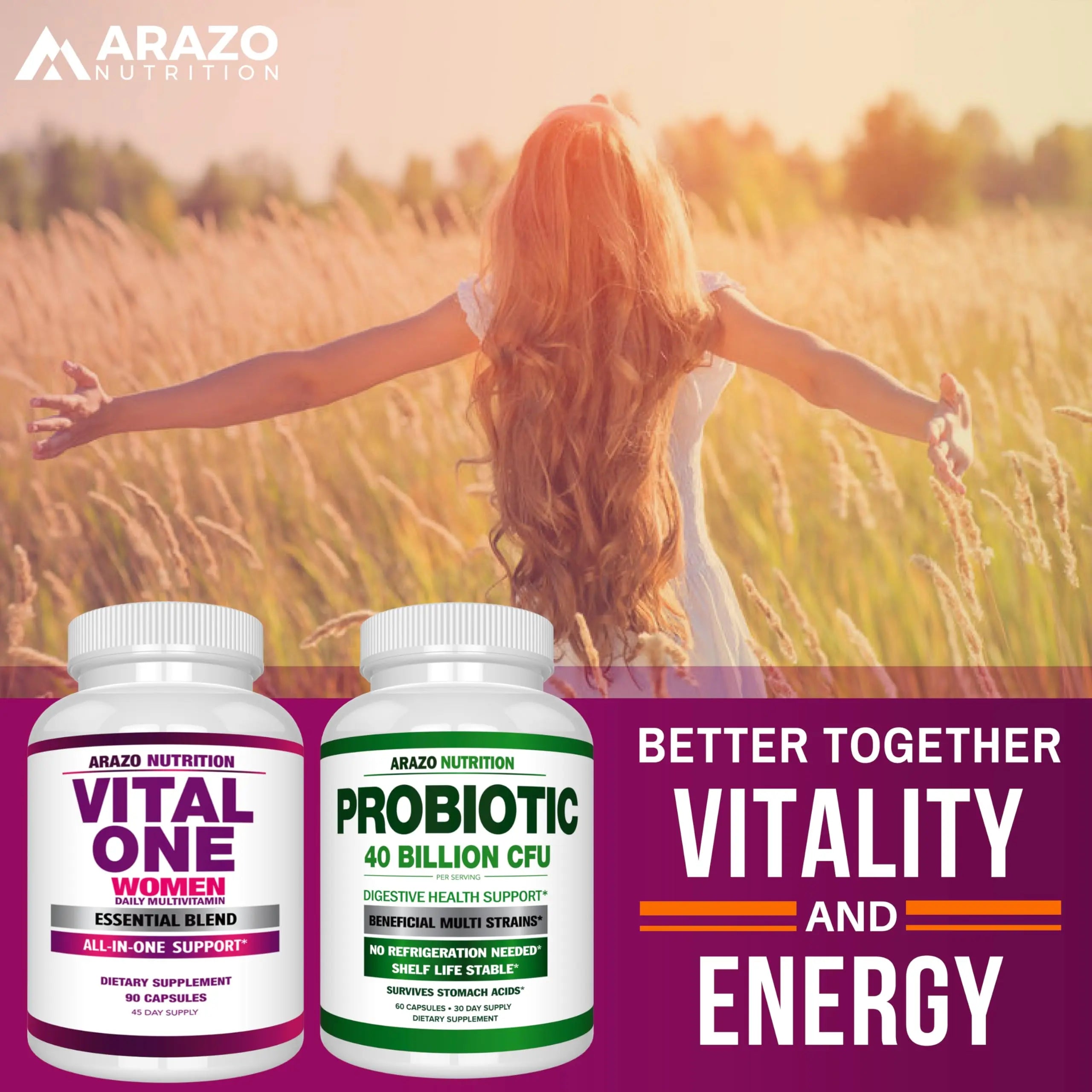 Arazo Nutrition Vital One Multivitamin for Women - Daily Wholefood Supplement - 90 Vegan Capsules Arazo NutritionAu supplements