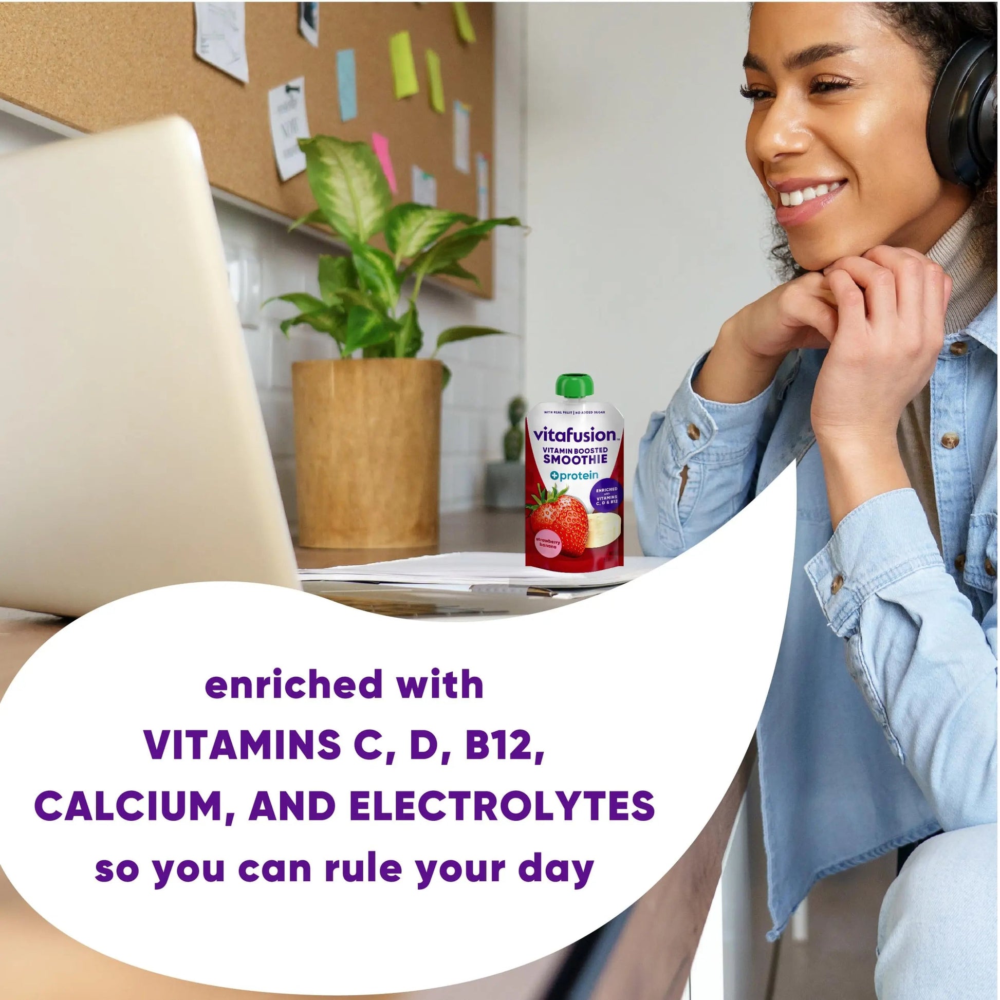 vitafusion Vitamin-Boosted Smoothie +Protein for Energy Metabolism and Immune Support, Strawberry Banana Flavor Excellent Source VitafusionAu supplements
