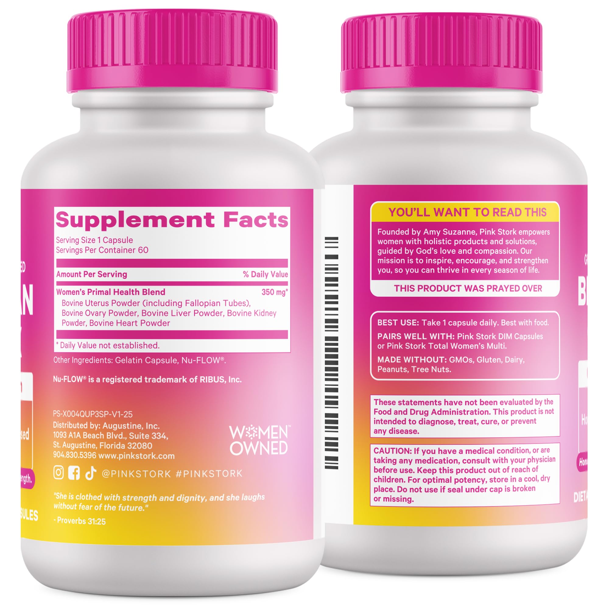 Pink Stork Beef Organ Supplement for Women | Grass-Fed Beef Liver Capsules with Iron, B12, CoQ10, Vitamin A | Primal Multivitamin for Female Hormone + Energy Support | 60 Capsules Pink StorkAu supplements