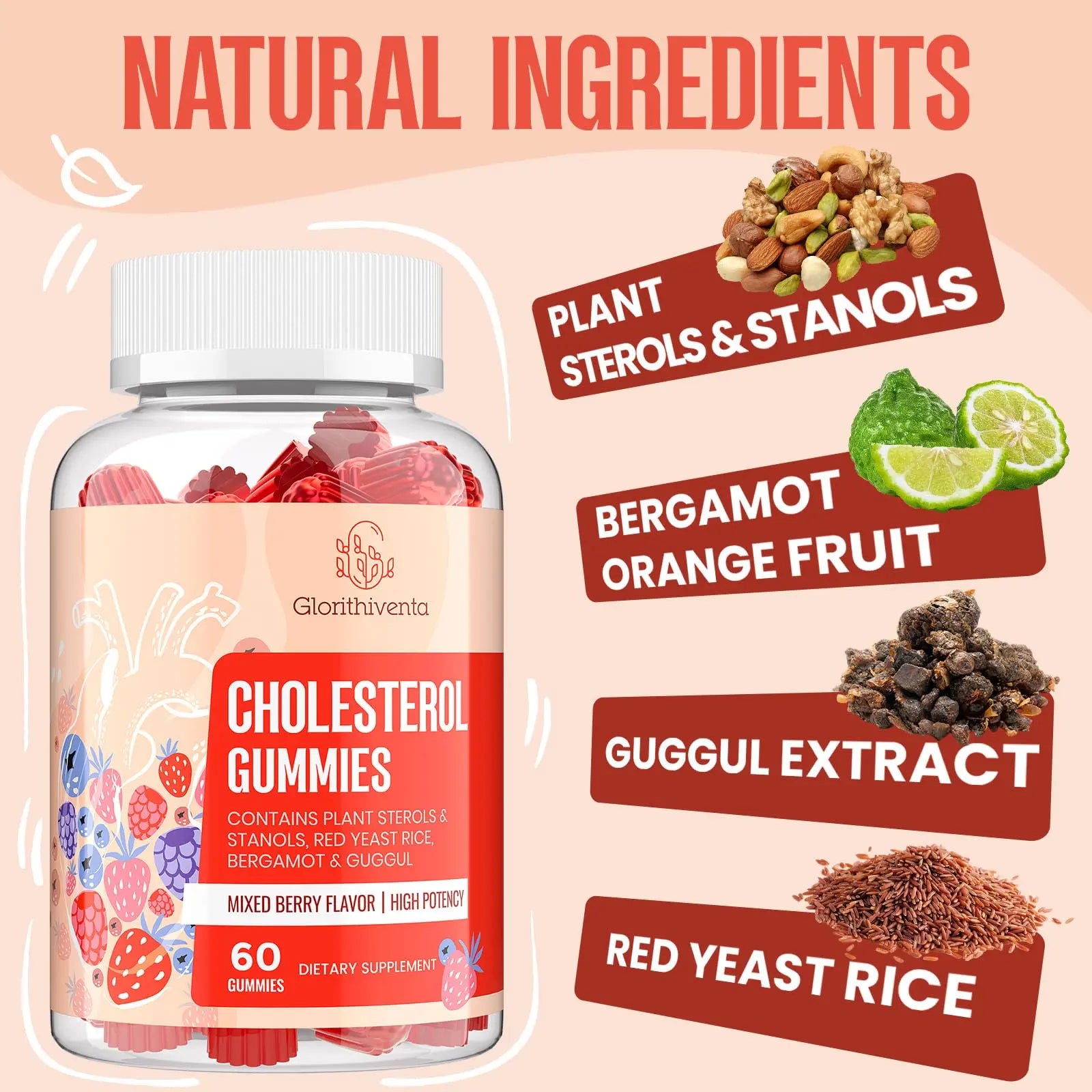Glorithiventa Cholesterol & Booty Gummies Supplement Bundle - Plant Sterols & Stanols + CurvaBoost BBL Herb Blend & Creatine Monohydrate - Cholesterol Normal Level, Booty, Curves & Energy Glorithiventanz supplements