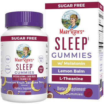 MaryRuth Organics Melatonin 5mg Sleep Gummy with L-Theanine | Lemon Balm | Vitamin B6 | Sugar-Free | Relaxation | Vegan | Non-GMO | Gluten Free | 60 Count MARYRUTH'SUS supplements