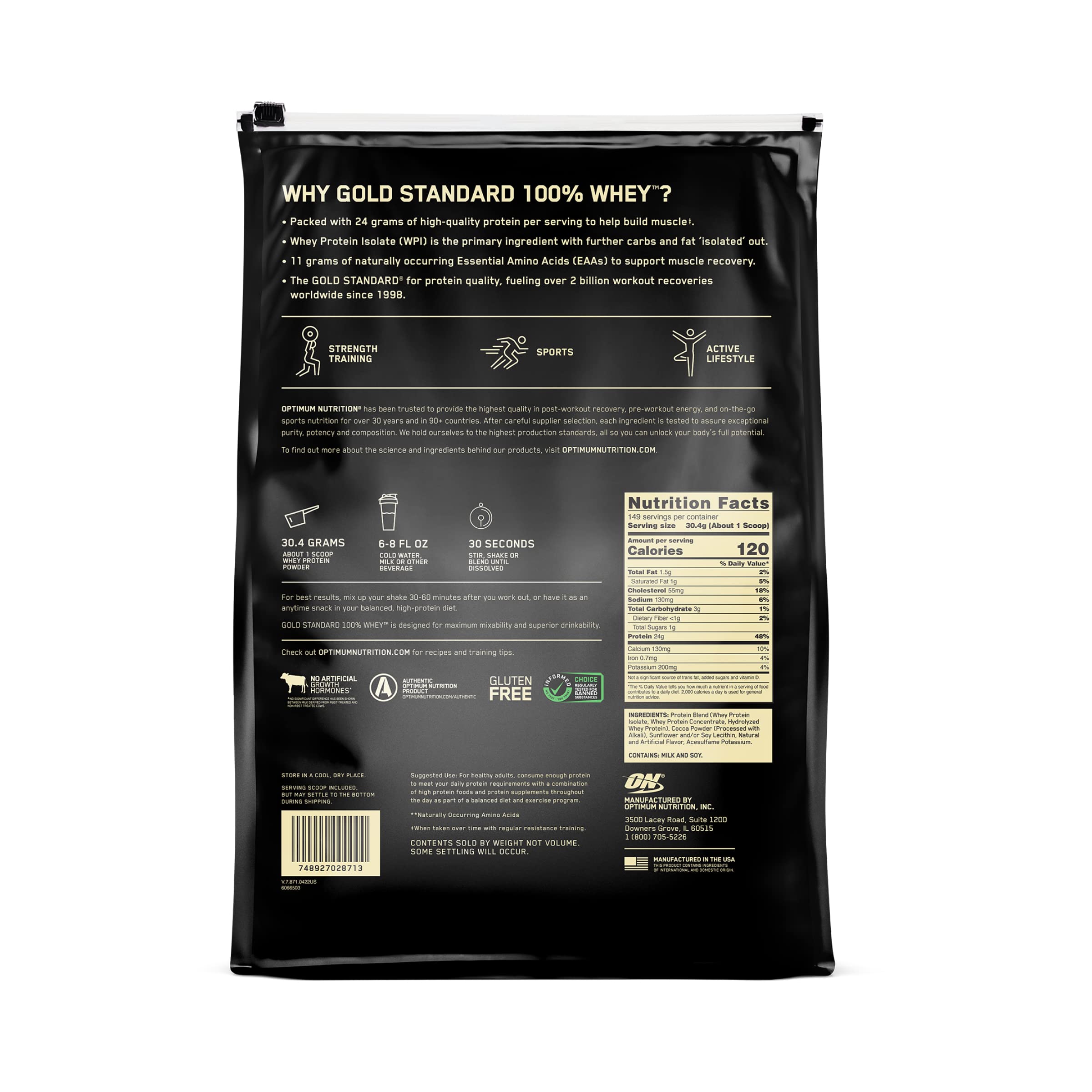 Optimum Nutrition Gold Standard 100% Whey Protein Powder, Double Rich Chocolate Optimum NutritionUS supplements