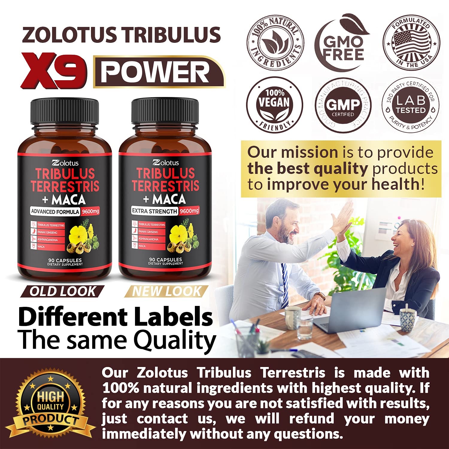 Zolotus Premium Tribulus Terrestris Capsules - 9600mg Per Serving - Combined ZolotusAu supplements