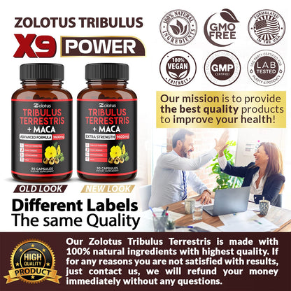 Zolotus Premium Tribulus Terrestris Capsules - 9600mg Per Serving - Combined ZolotusUS supplements