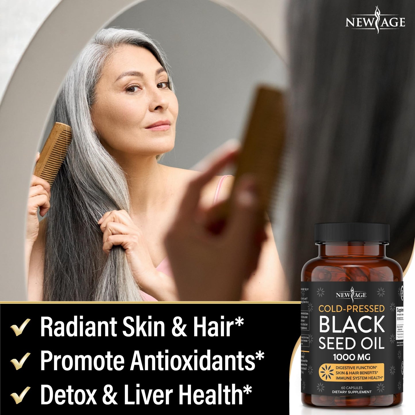 Black Seed Oil Softgel Capsules - Premium Cold-Pressed Nigella Sativa Producing Pure NEW AGEUS supplements
