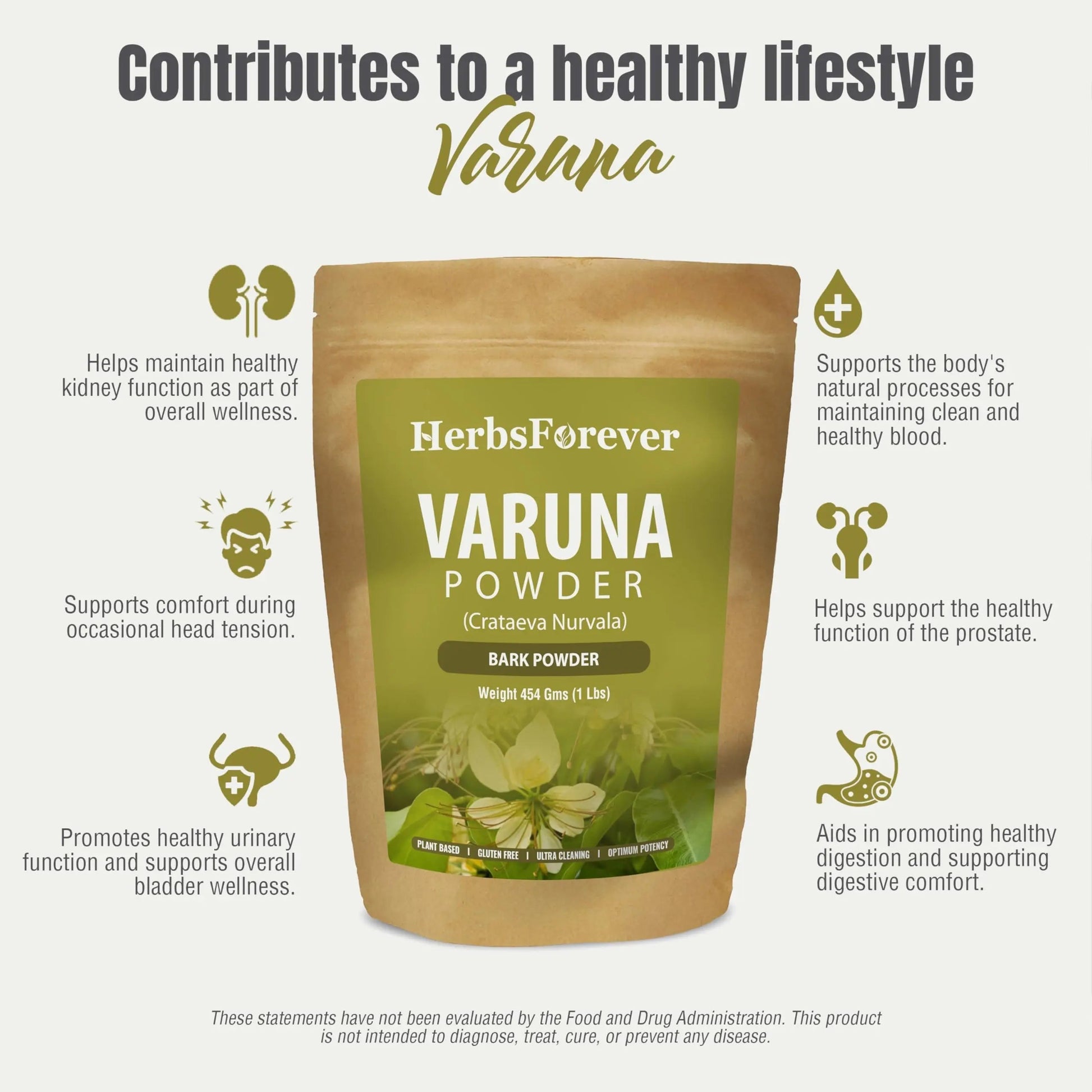 HerbsForever Varuna Powder – Crataeva Nurvala – Prostate Health – Support Prostatic, Kidneys, Gall Bladder and Urinary Tract Health – Non GMO, Organic, Vegan – 454 GMS HerbsforeverAu supplements