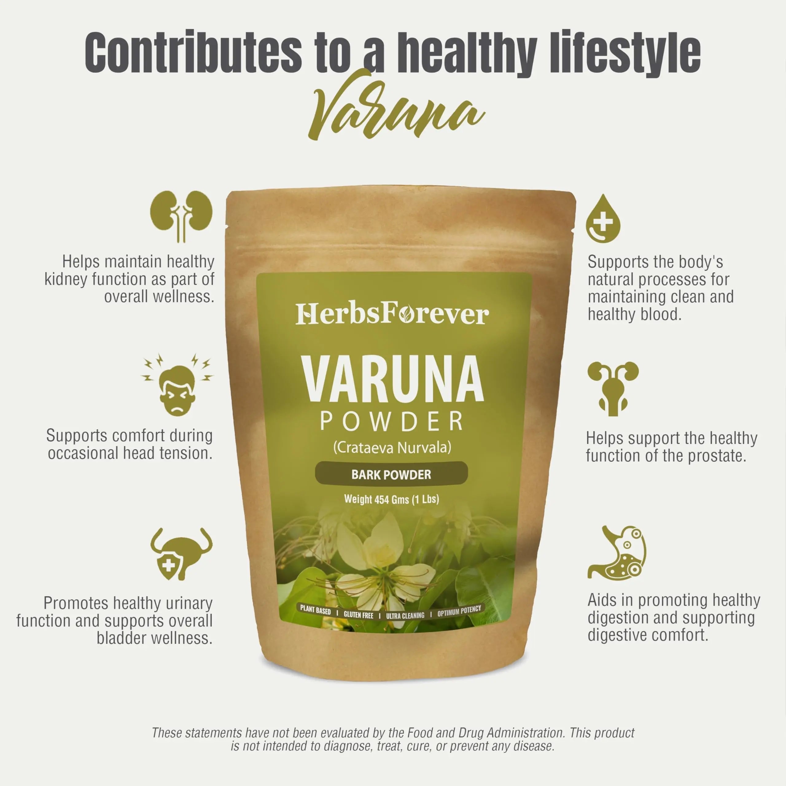 HerbsForever Varuna Powder – Crataeva Nurvala – Prostate Health – Support Prostatic, Kidneys, Gall Bladder and Urinary Tract Health – Non GMO, Organic, Vegan – 454 GMS HerbsforeverAu supplements