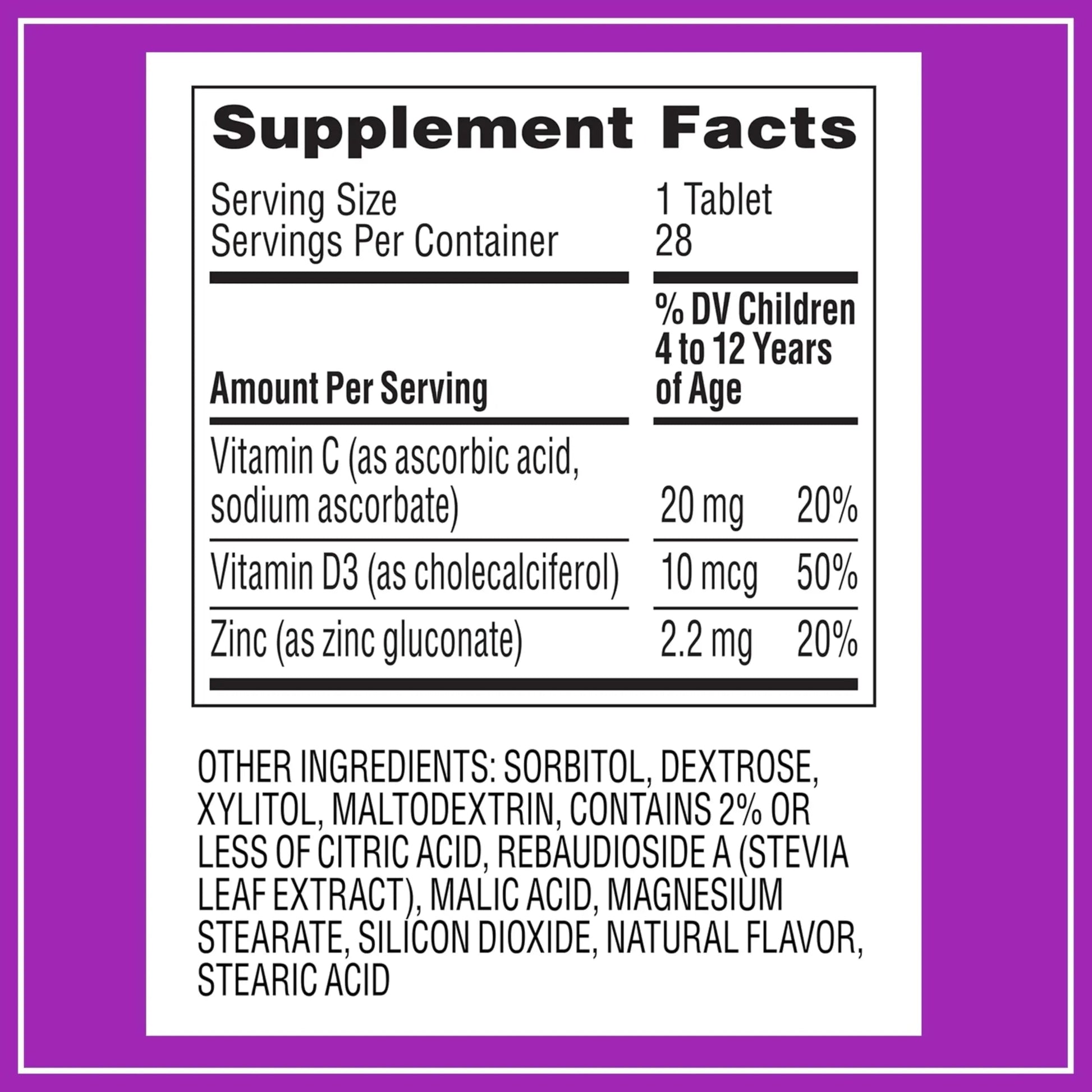 Zarbee's Kids Immune Support, Vitamin C, D & Zinc Daily Immunity Vitamins for Children 4+ Years, Natural Tropical Fruit Flavor, 28 Chewable Tablets Zarbee'sAu supplements