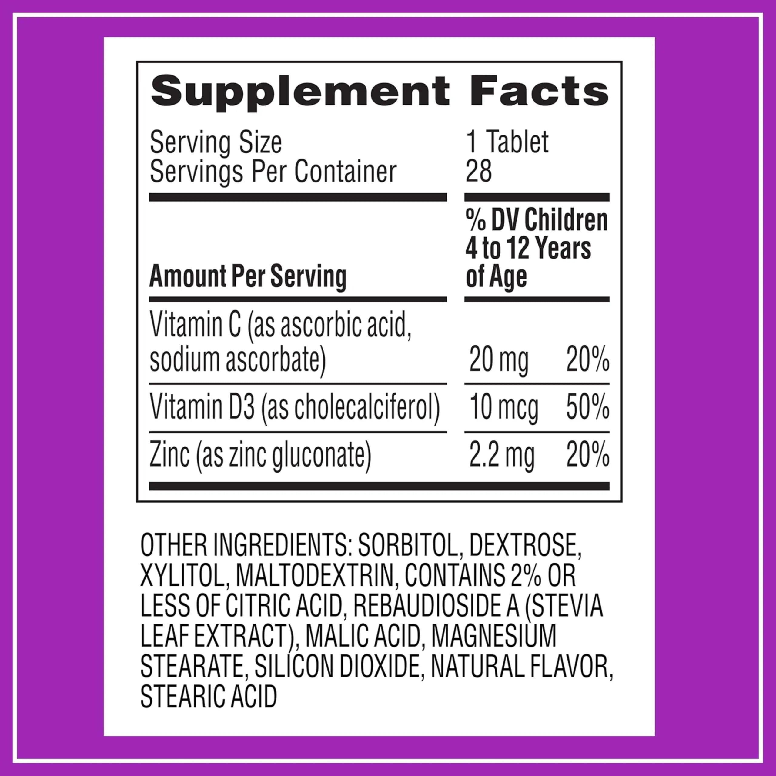Zarbee's Kids Immune Support, Vitamin C, D & Zinc Daily Immunity Vitamins for Children 4+ Years, Natural Tropical Fruit Flavor, 28 Chewable Tablets Zarbee'sAu supplements