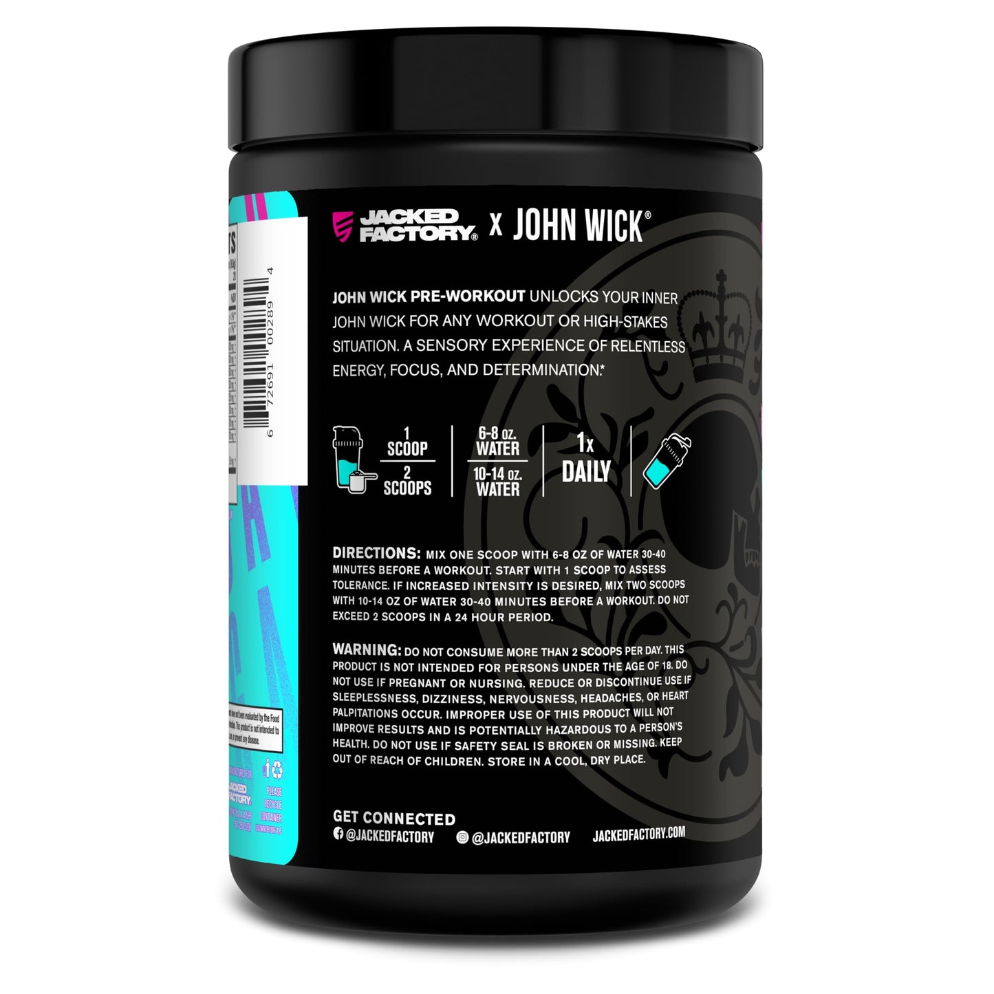 Jacked Factory X John Wick - Wick Mode Pre Workout Powder - Intense Energy, Battle-Ready Focus, Unstoppable Commitment, and Sheer Will Jacked FactoryUS supplements