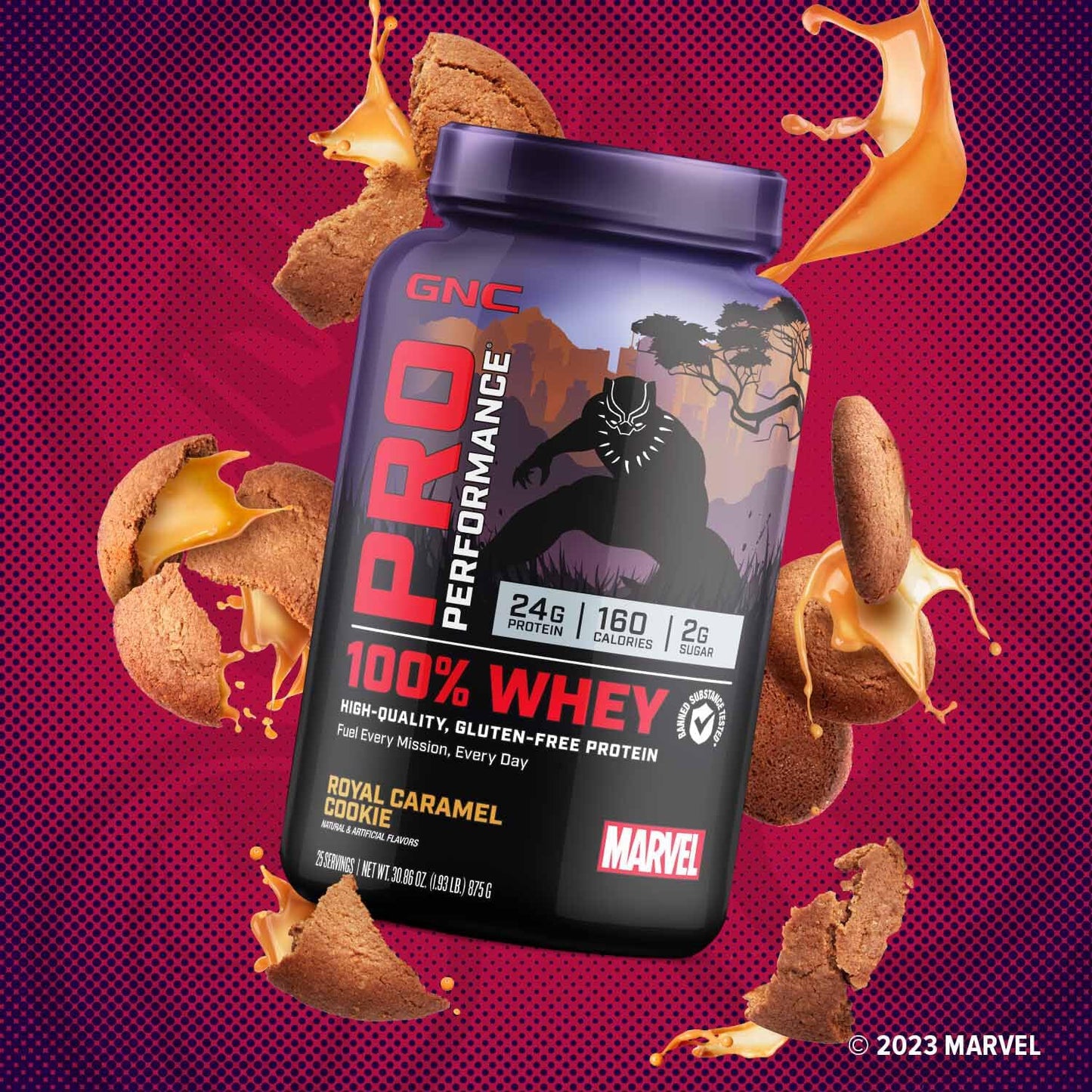 GNC Pro Performance 100% Whey - Marvel: Royal Caramel Cookie - 25 Servings GNCUS supplements