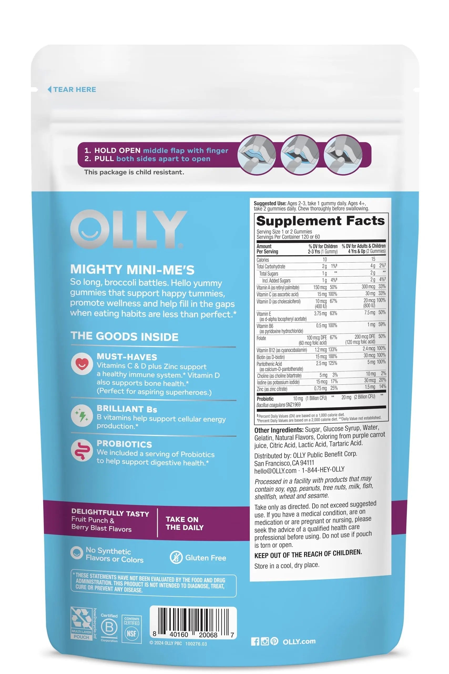 OLLY Kids Multivitamin & Probiotic Gummy, Digestive Support, Vitamins A, D, C, E, B, Zinc, Chewable Supplement OLLYAu supplements