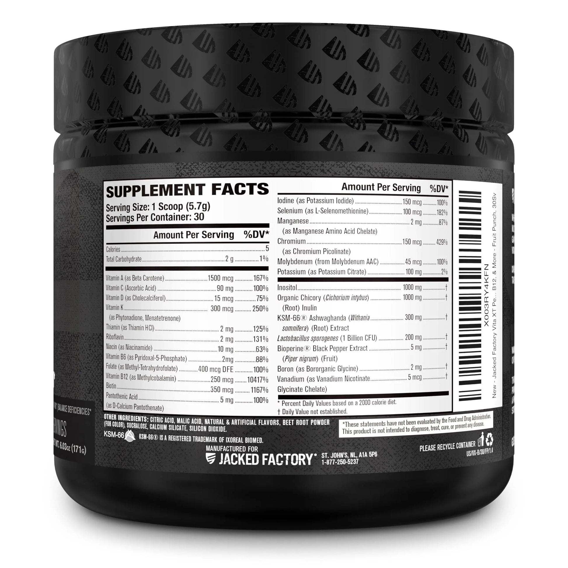 Jacked Factory Vita XT Performance Vitamin Powder - Daily Multivitamin Powder for Men with KSM-66 Ashwagandha, Prebiotic Fiber Jacked FactoryAu supplements