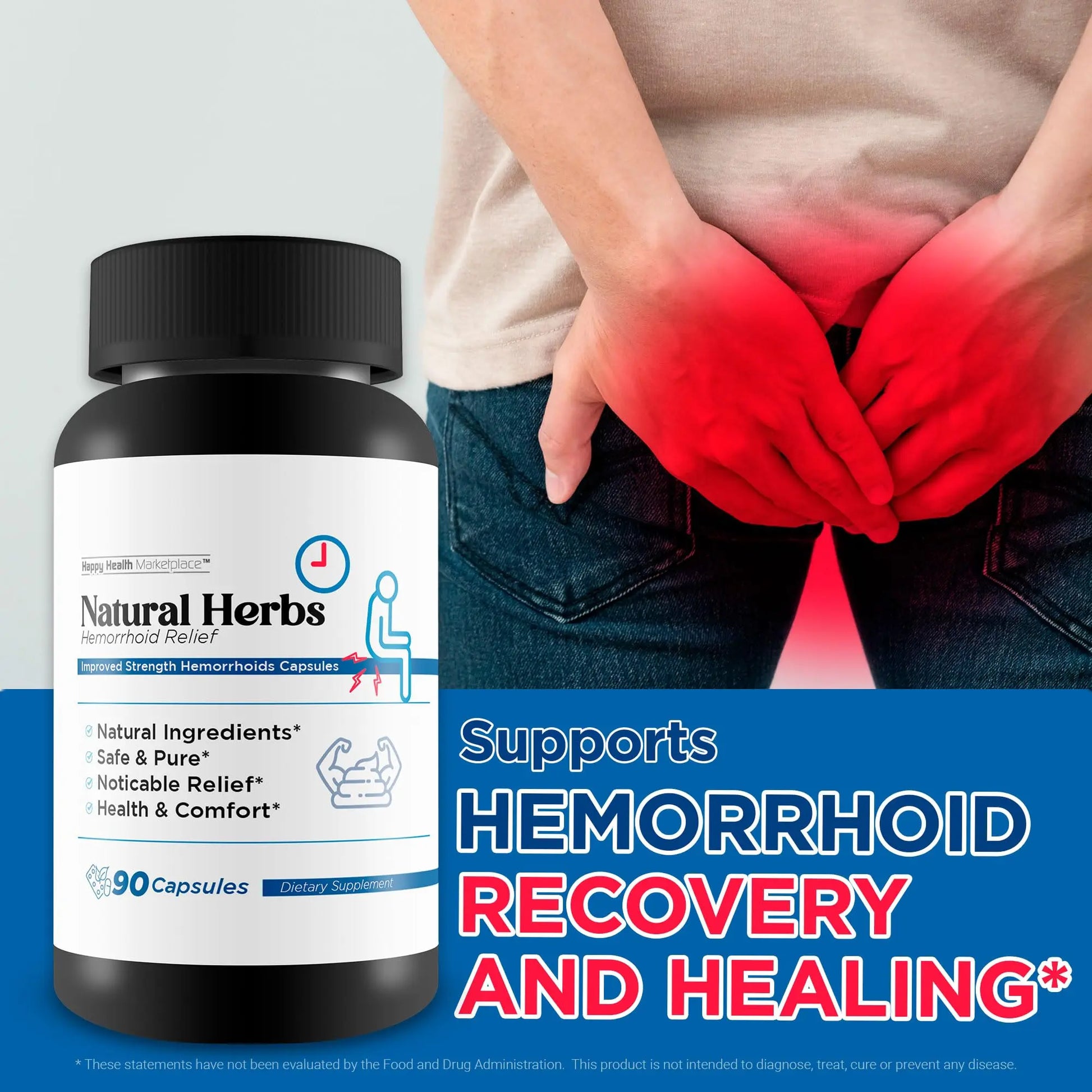 Natural Herbs Hemorrhoids Capsules - Our Best Hemorrhoid Relief Supplement - Premium Natural Herbs Strength Hemorrhoids Capsules - Hemorrhoids Natural Herbs Hemorrhoid Treatment Hemorrhoids Treatment Happy Health MarketplaceAu supplements