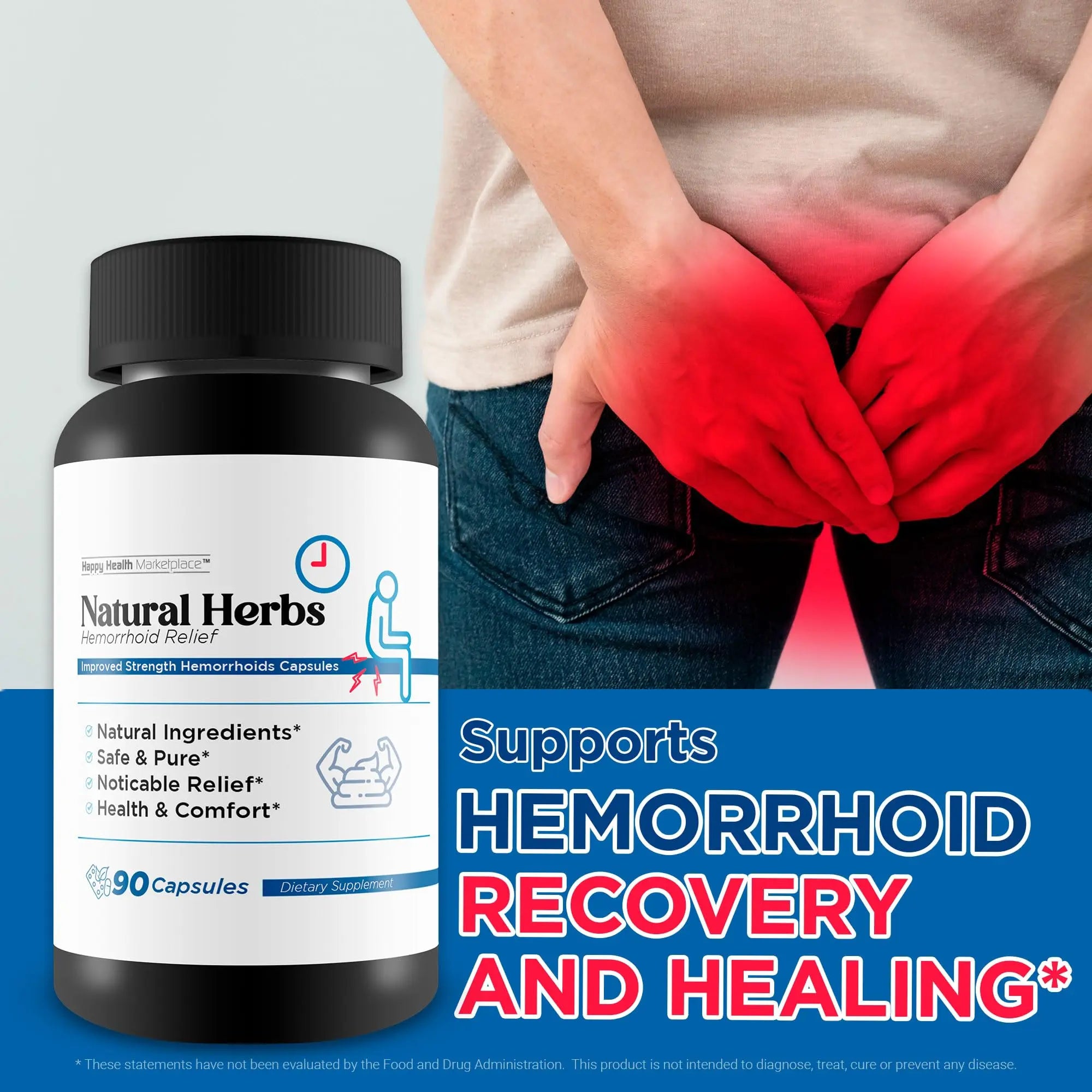 Natural Herbs Hemorrhoids Capsules - Our Best Hemorrhoid Relief Supplement - Premium Natural Herbs Strength Hemorrhoids Capsules - Hemorrhoids Natural Herbs Hemorrhoid Treatment Hemorrhoids Treatment Happy Health MarketplaceAu supplements