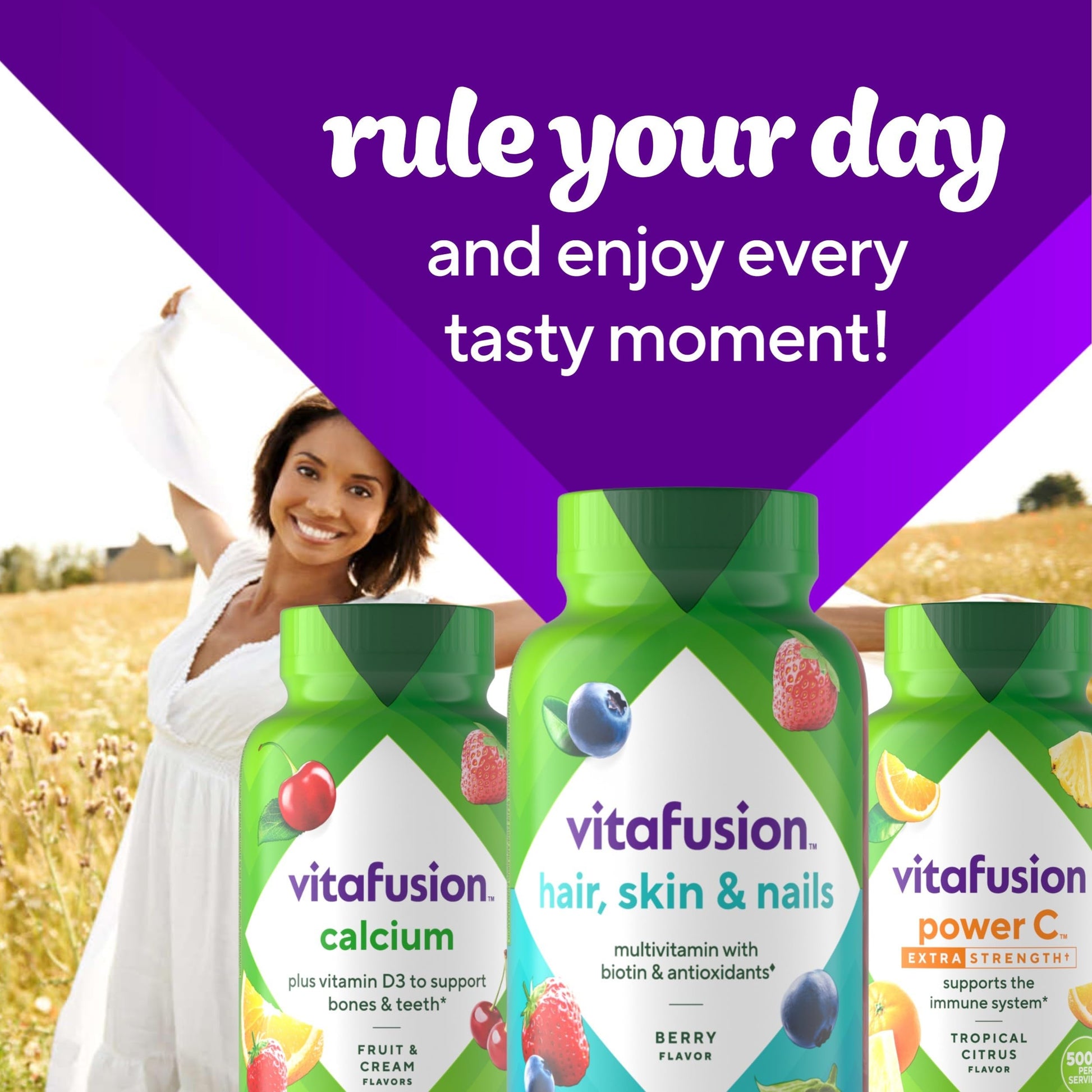 Vitafusion Gorgeous Hair, Skin & Nails Multivitamin Gummy Vitamins, plus Biotin and Antioxidant vitamins C&E, Raspberry Flavor VitafusionAu supplements