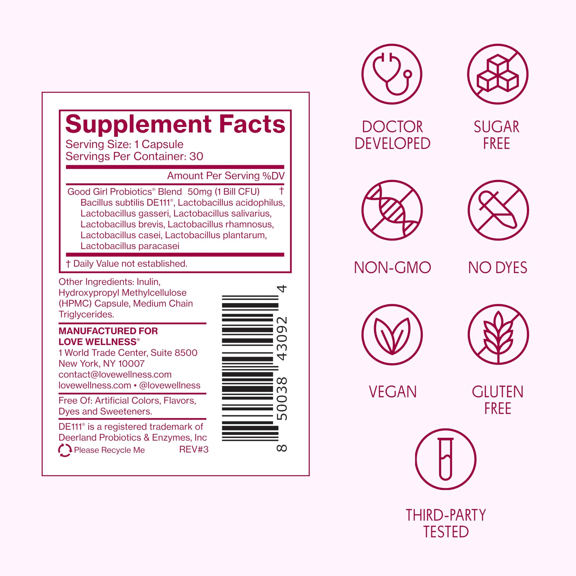Love Wellness Good Girl Probiotics | Women’s Vaginal Health & pH Balance Supplement | 9-Strain Probiotic for Urinary Tract, Yeast, Odor & Immune Support | Gluten-Free (30-Day Supply) Love WellnessAu supplements