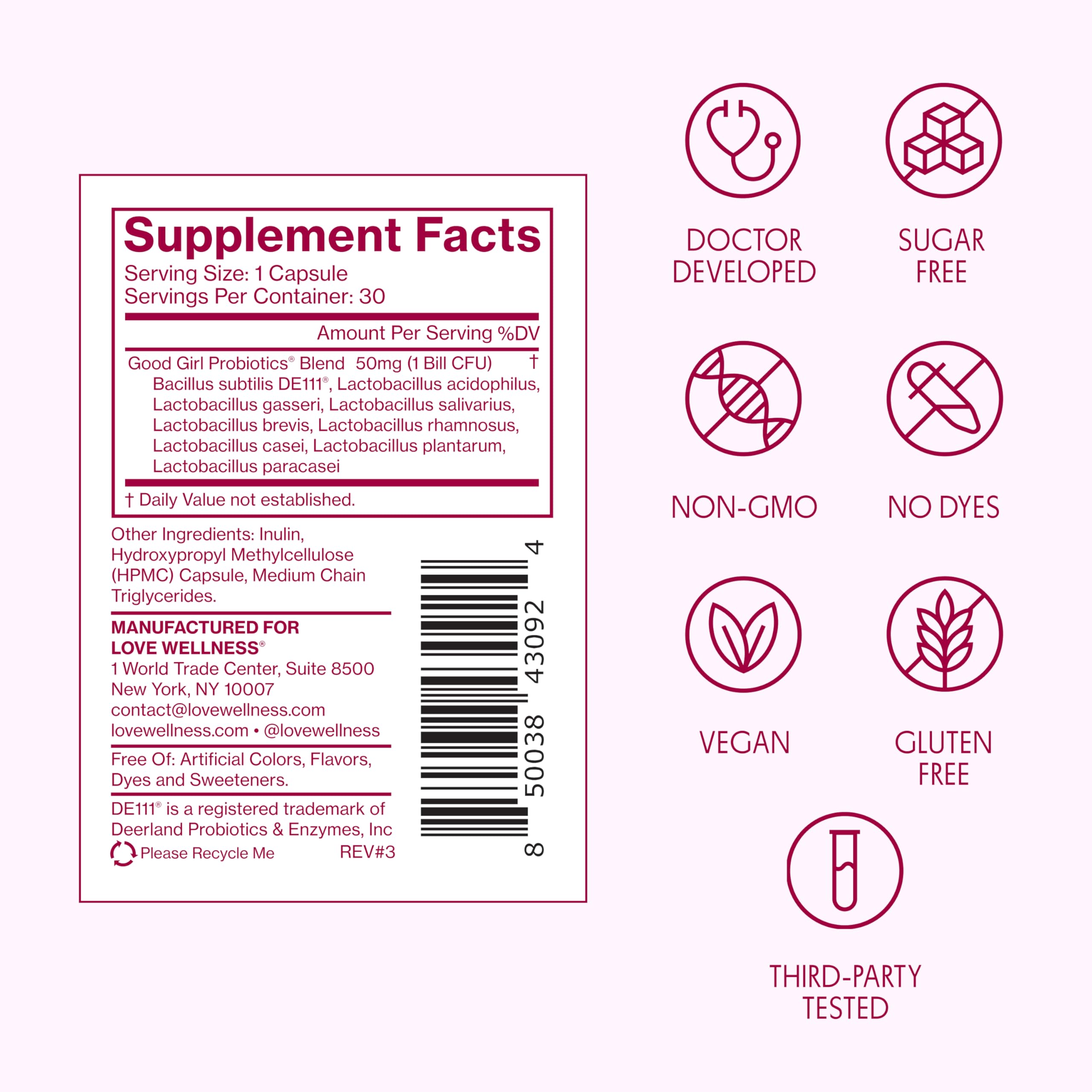 Love Wellness Good Girl Probiotics | Women’s Vaginal Health & pH Balance Supplement | 9-Strain Probiotic for Urinary Tract, Yeast, Odor & Immune Support | Gluten-Free (30-Day Supply) Love WellnessAu supplements