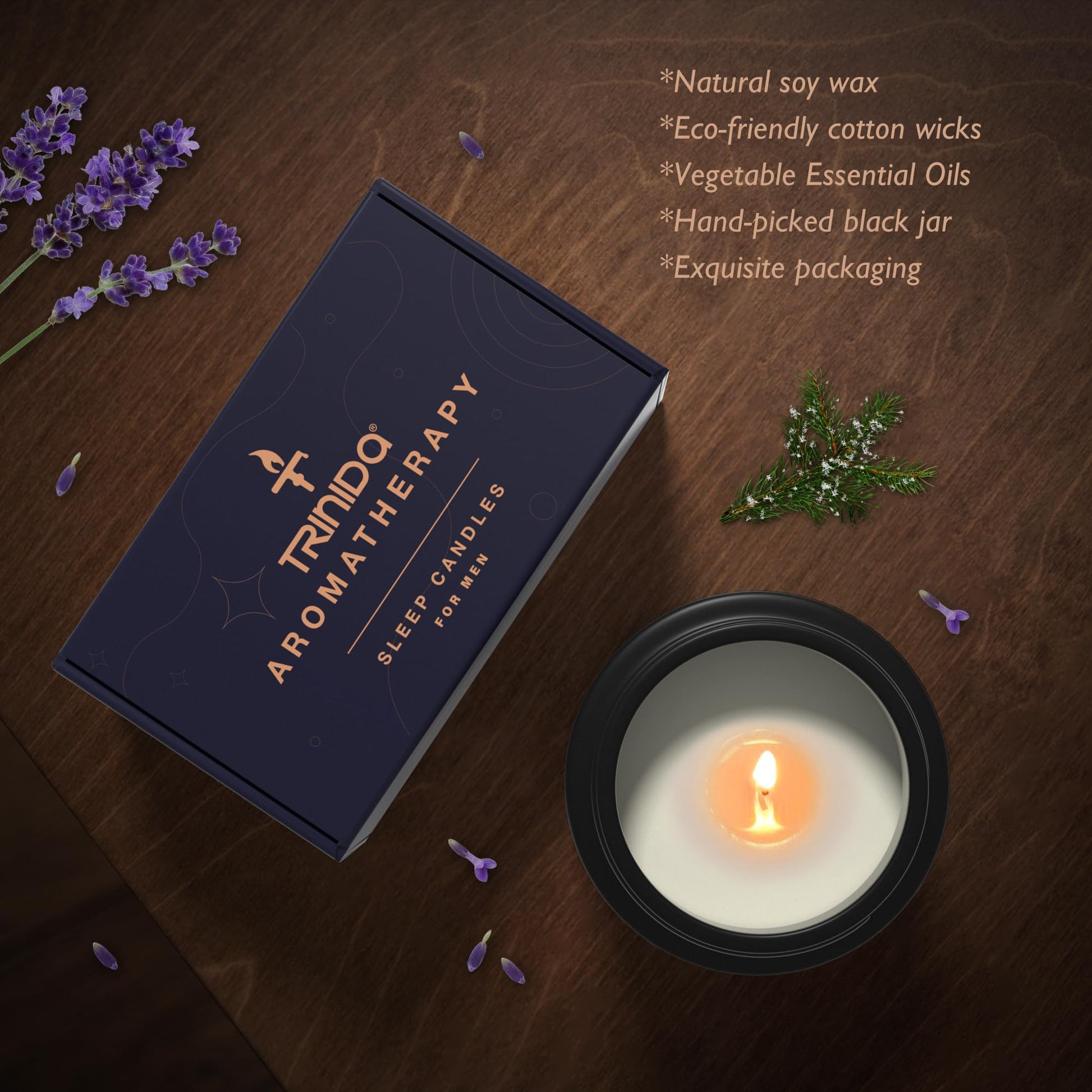 TRINIDa Large Sleep Scented Candles, Black Jar Natural Soy Candles for Home Scented, Candle Gift TRINIDaAu supplements