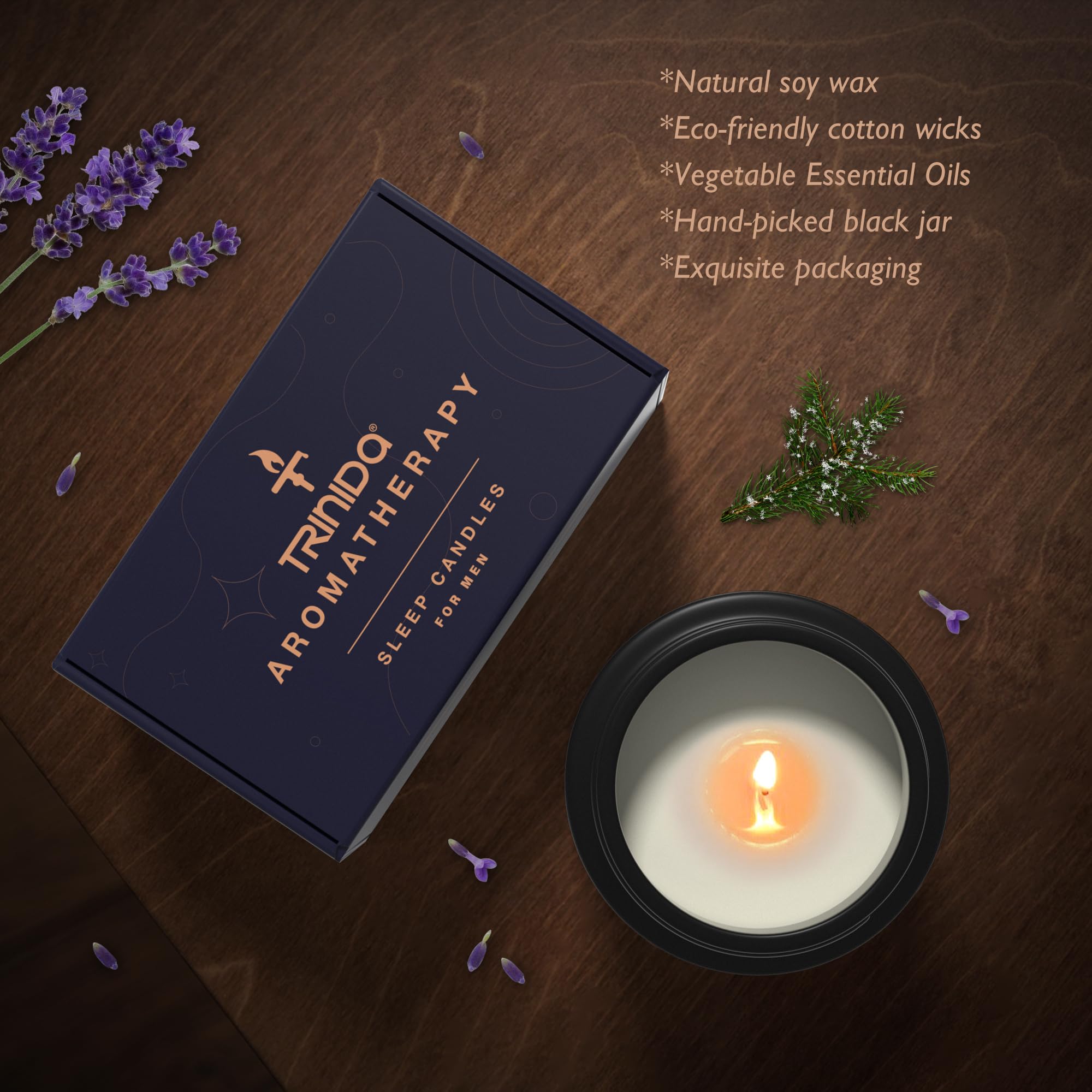 TRINIDa Large Sleep Scented Candles, Black Jar Natural Soy Candles for Home Scented, Candle Gift TRINIDaAu supplements