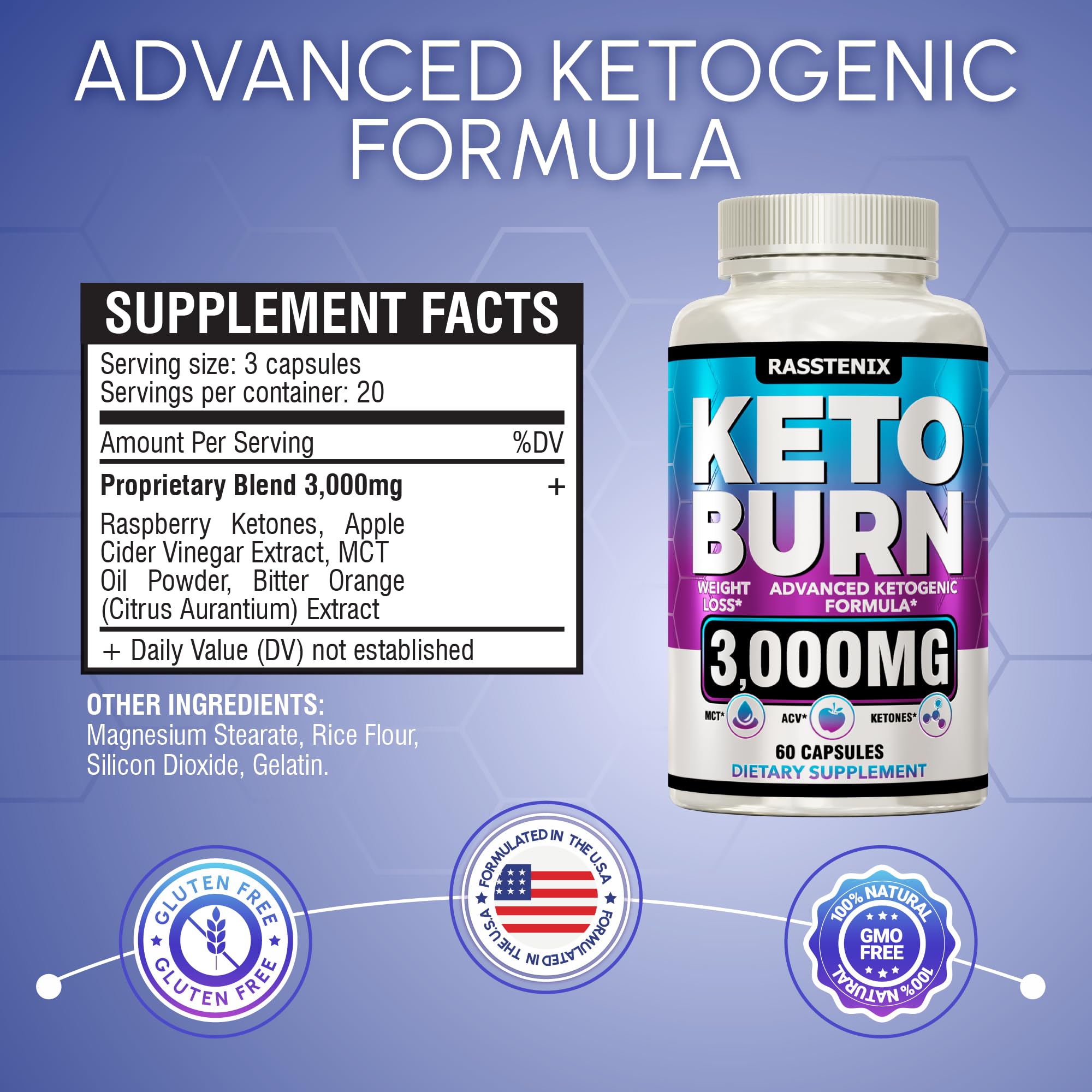 Rasstenix (2 Pack) Keto Pills - Lean Keto Diet Pills - Weight Fat Management Loss RasstenixUS supplements
