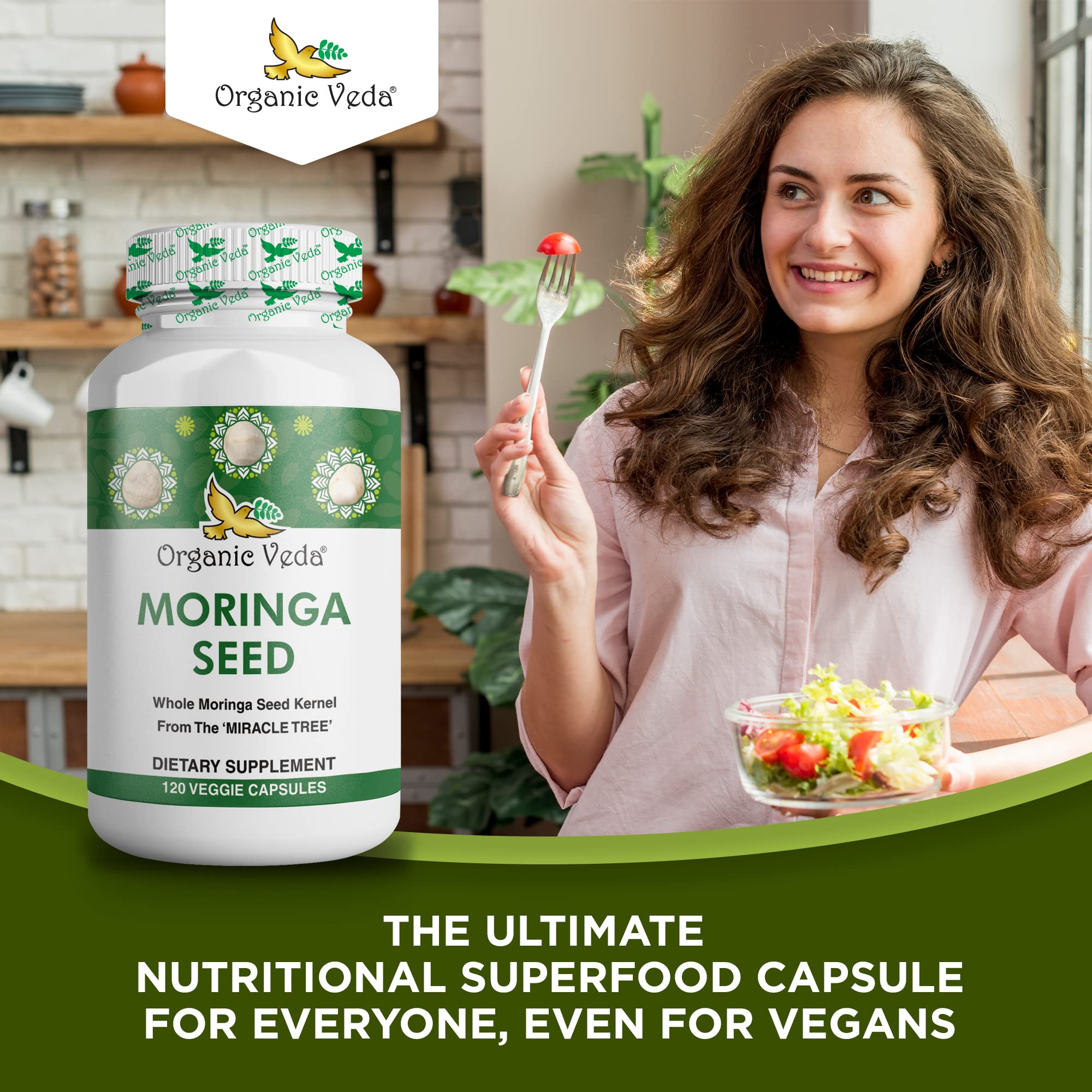 Organic Veda Moringa Seed Capsules - Pure Organic Moringa Capsules Seed Powder Organic VedaUS supplements