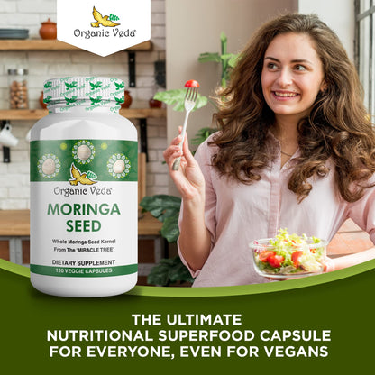 Organic Veda Moringa Seed Capsules - Pure Organic Moringa Capsules Seed Powder Organic VedaUS supplements