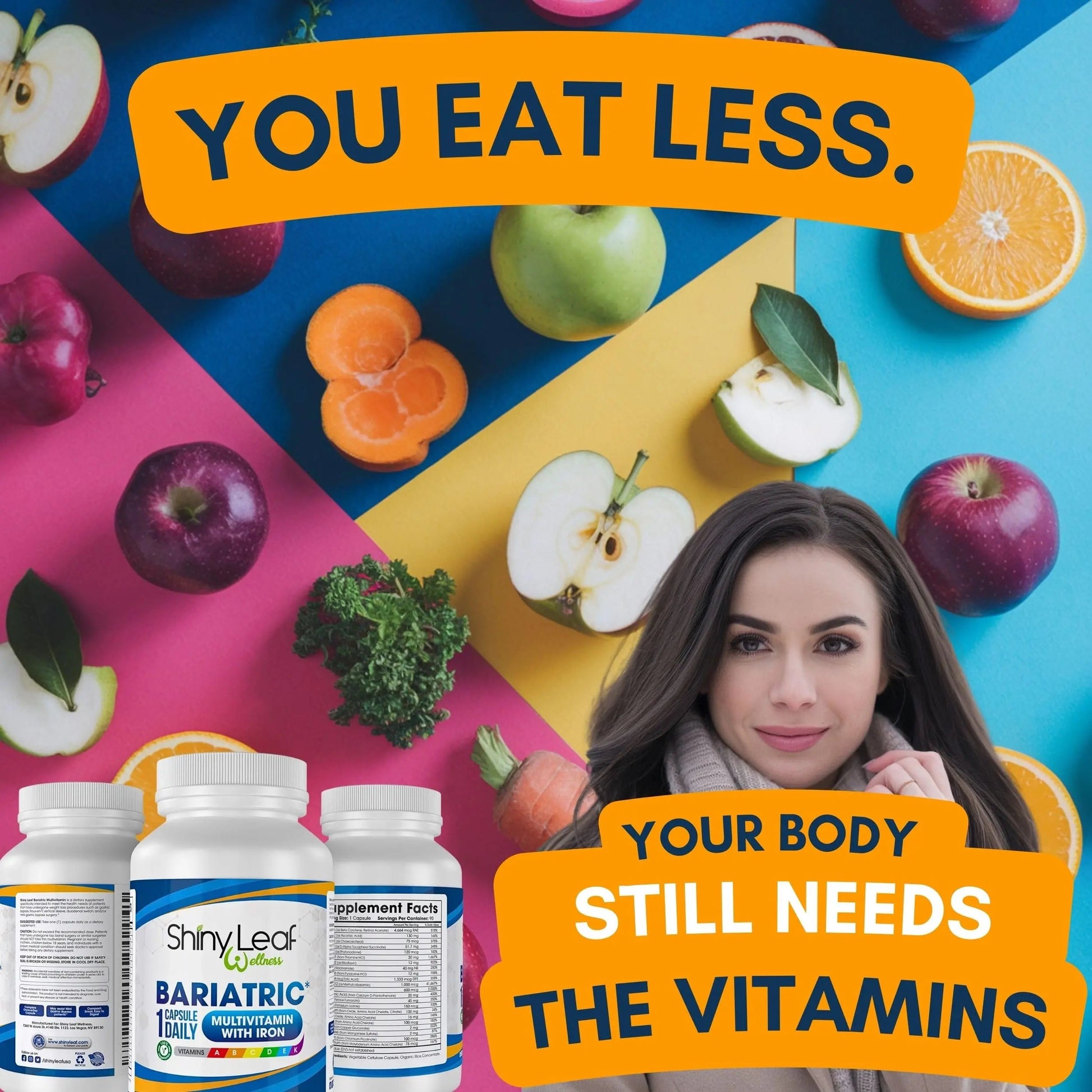 Bariatric Multivitamin with Iron One Capsule Per Day and CoQ10 100mg Supplement for Brain Health and Energy Management Shiny LeafAu supplements