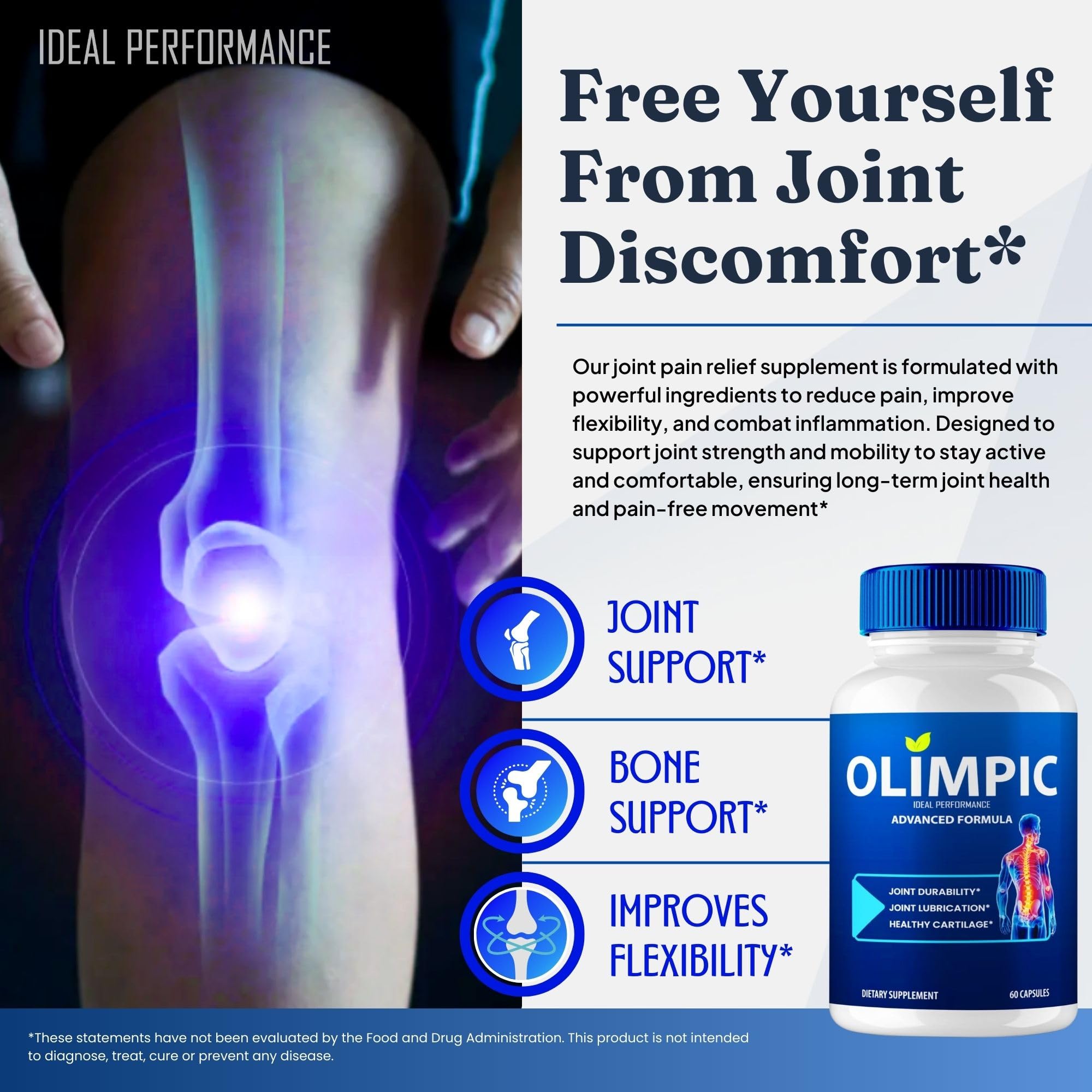 Olimpic Capsules, Advanced Joint Support Supplement Pills for Mobility and Comfort - Maximum Strength, Official Olim Pic Joint Support All Natural Formula, Premium Olim-Pic Reviews (2 Pack) IDEAL PERFORMANCEAu supplements